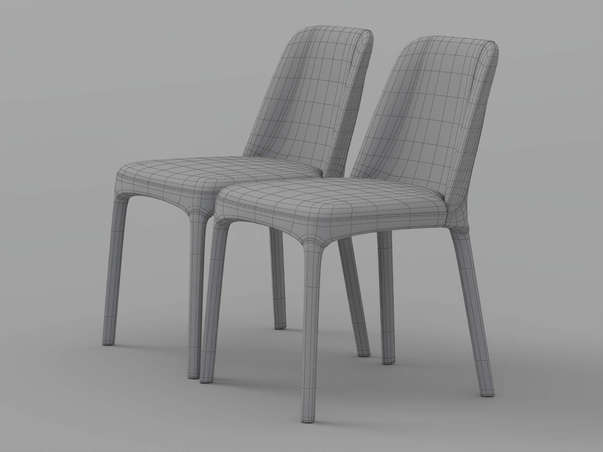 Black and White Modern Upholstered Dining Chairs Set 3D Model