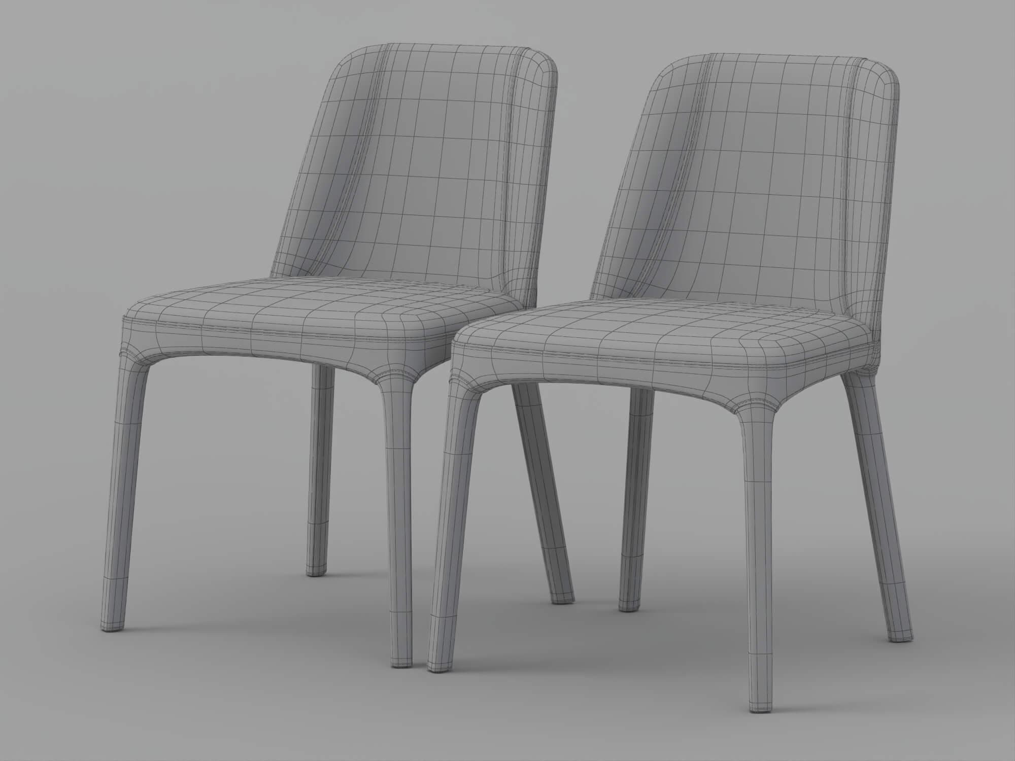 Black and White Modern Upholstered Dining Chairs Set 3D Model