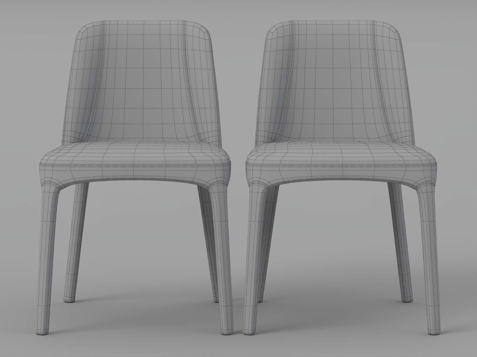 Black and White Modern Upholstered Dining Chairs Set 3D Model
