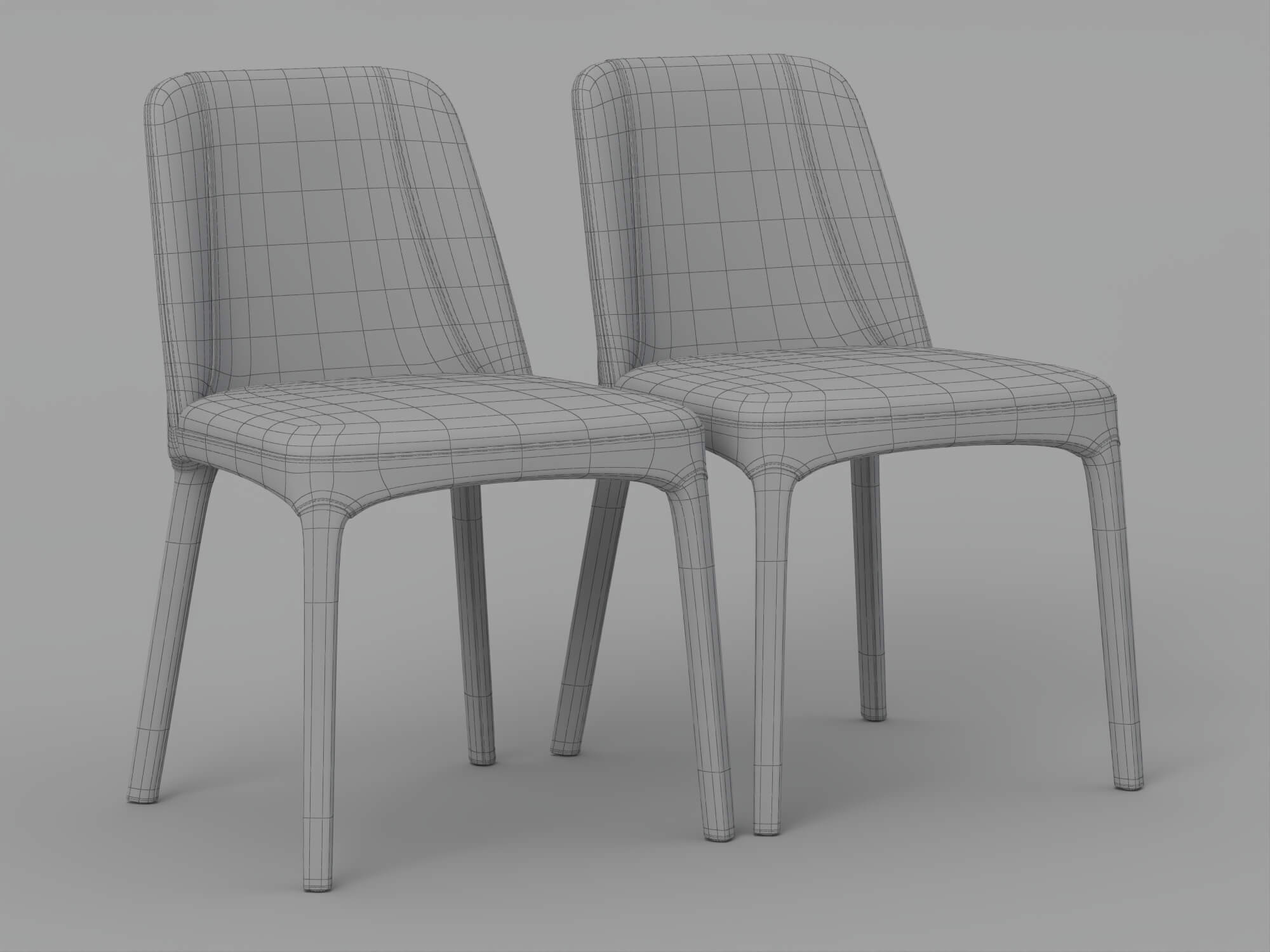 Black and White Modern Upholstered Dining Chairs Set 3D Model
