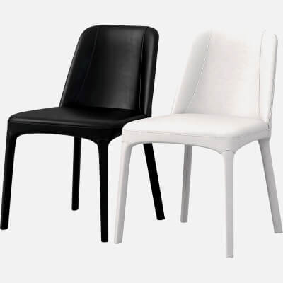 Black and White Modern Upholstered Dining Chairs Set