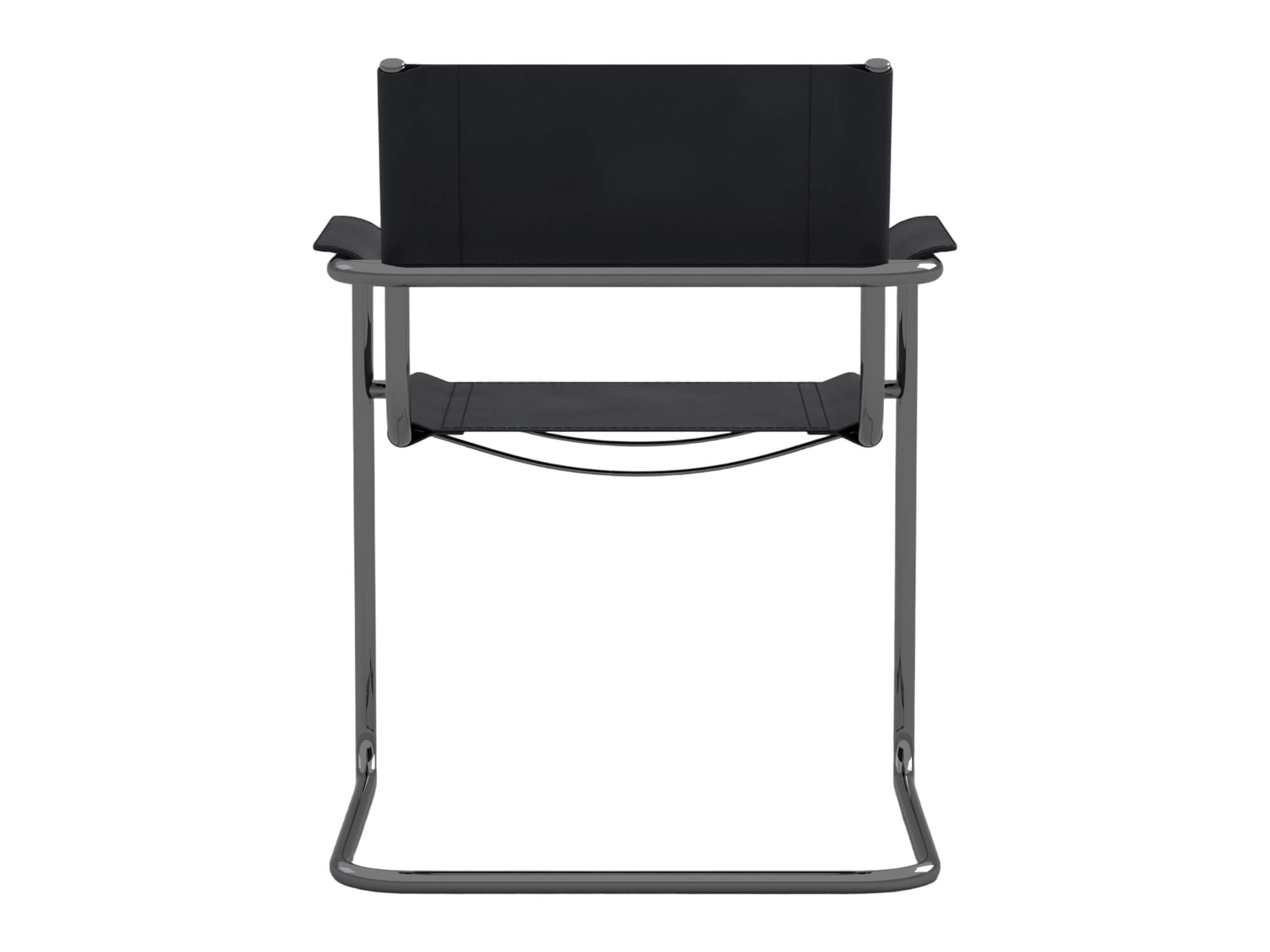 Black Cantilever Armchair with Dark Chrome Frame 3D Model