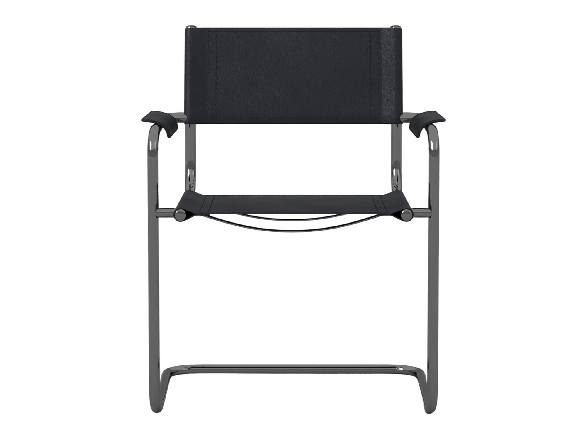 Black Cantilever Armchair with Dark Chrome Frame 3D Model