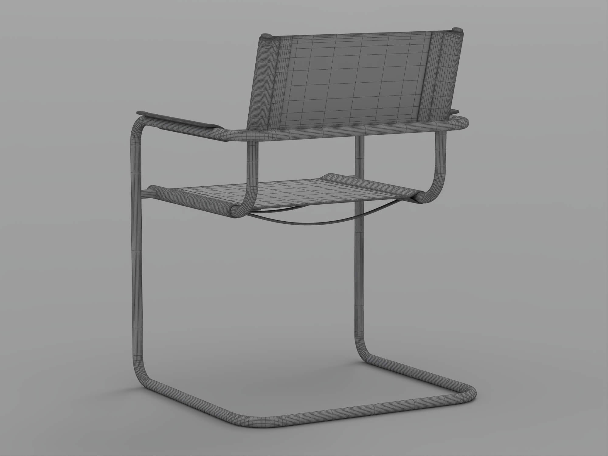Black Cantilever Armchair with Dark Chrome Frame 3D Model