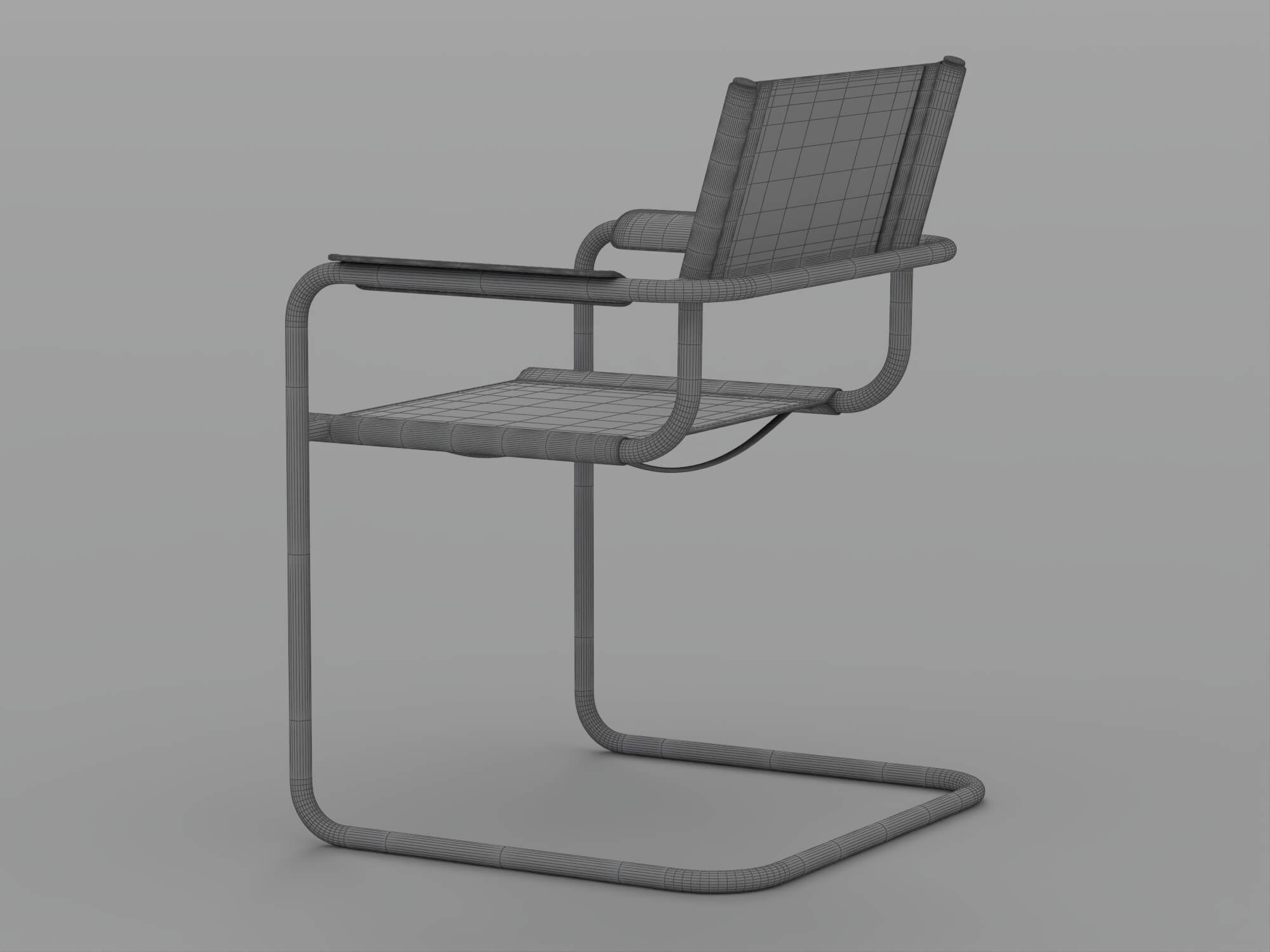 Black Cantilever Armchair with Dark Chrome Frame 3D Model