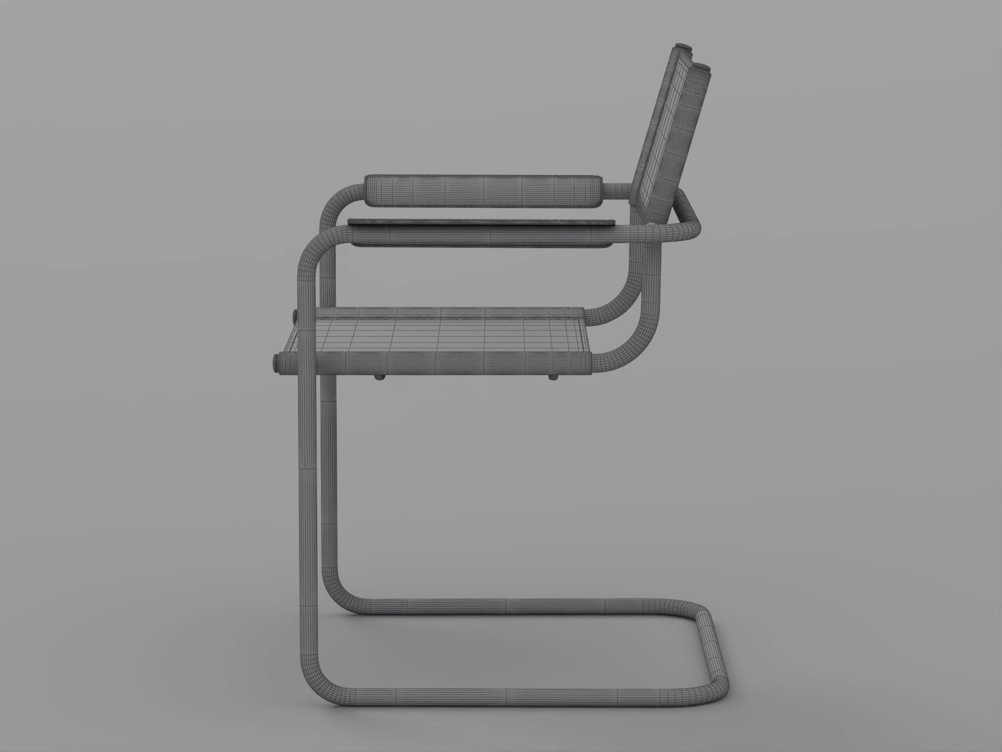 Black Cantilever Armchair with Dark Chrome Frame 3D Model