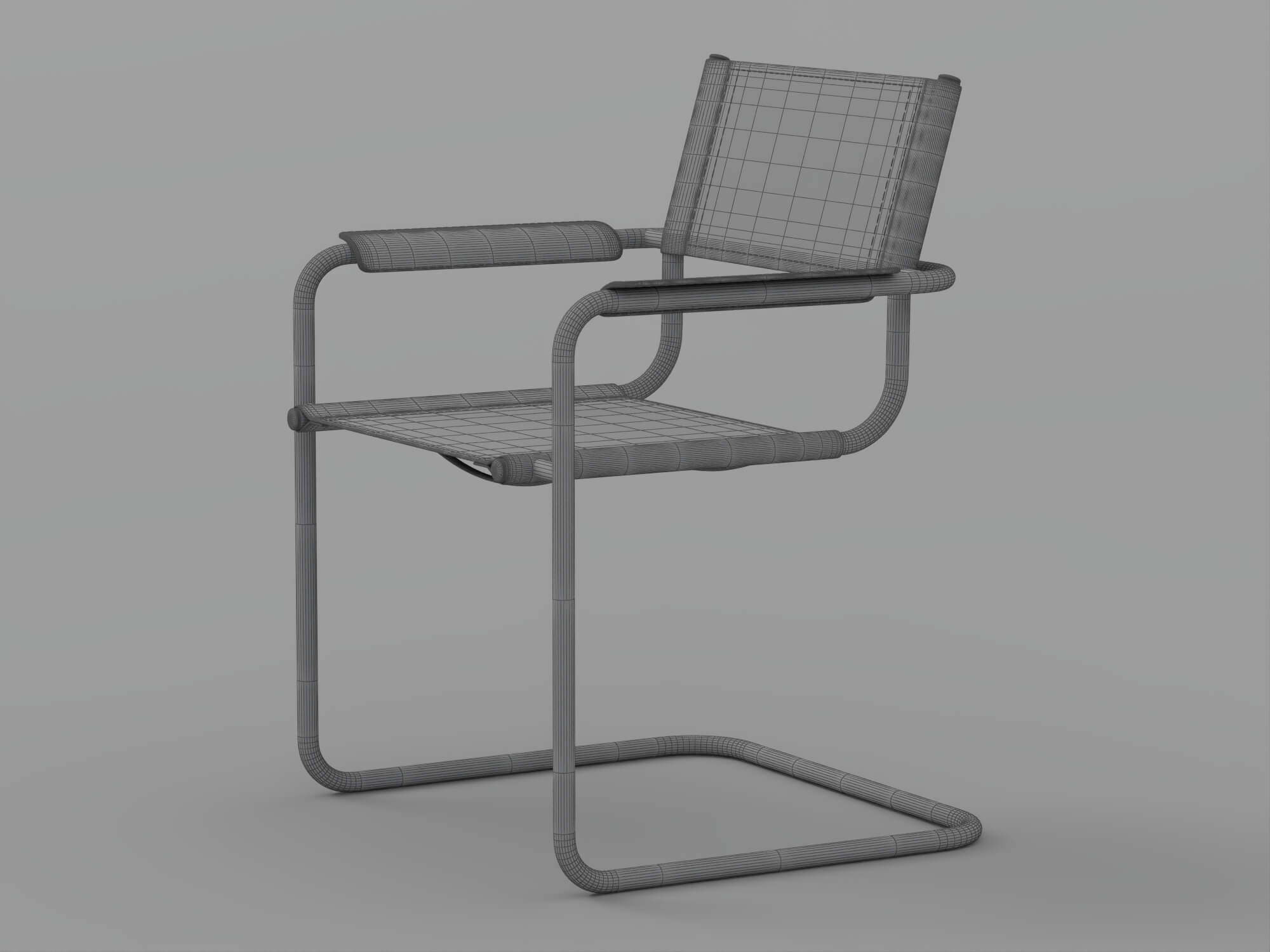 Black Cantilever Armchair with Dark Chrome Frame 3D Model