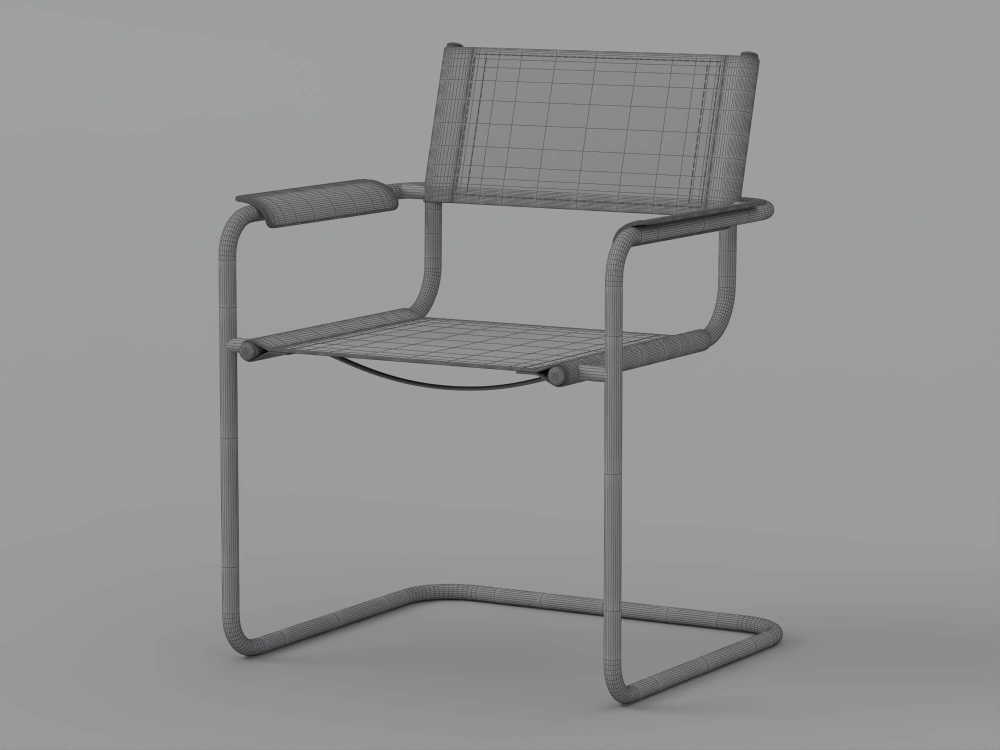 Black Cantilever Armchair with Dark Chrome Frame 3D Model