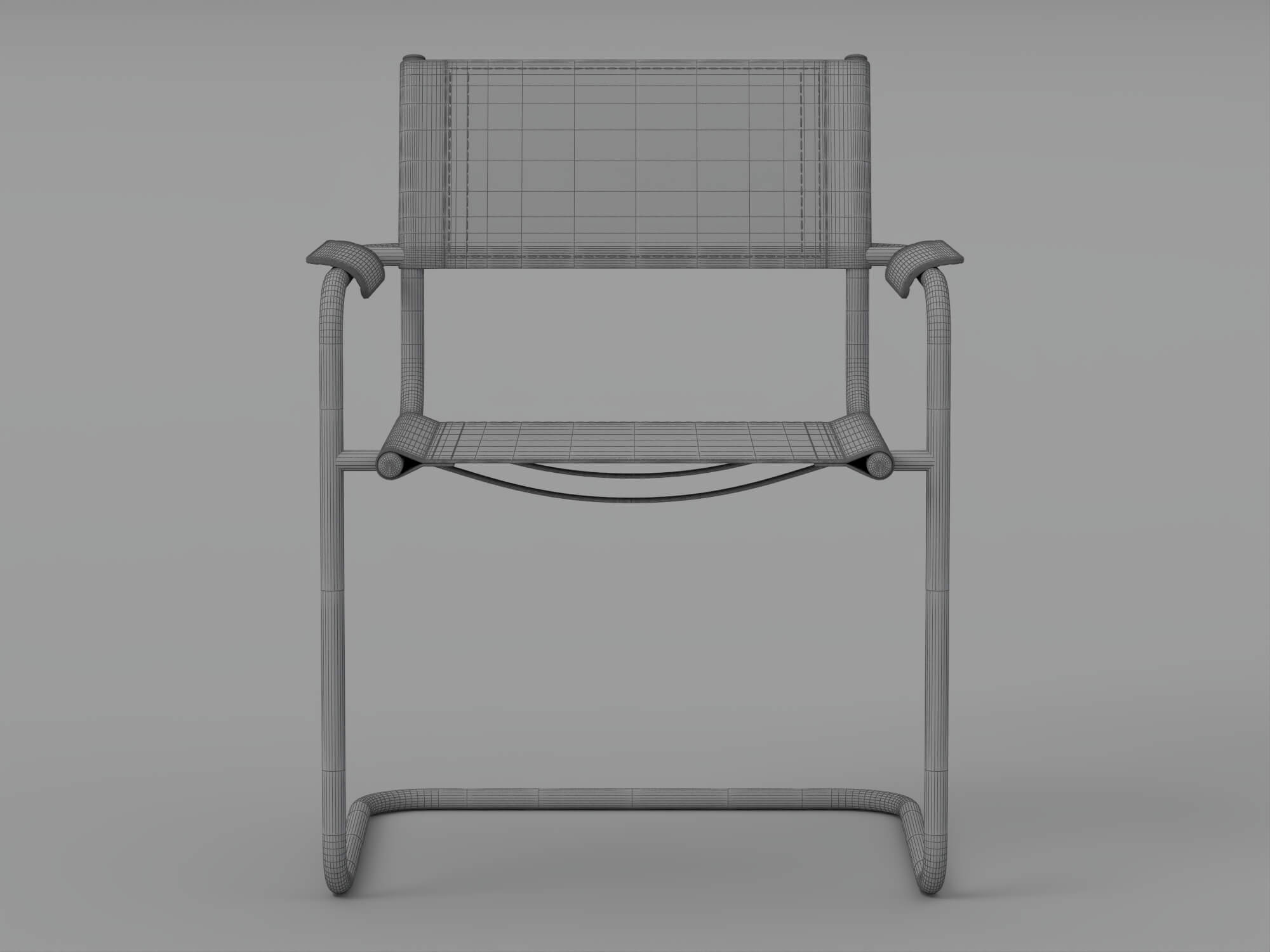 Black Cantilever Armchair with Dark Chrome Frame 3D Model
