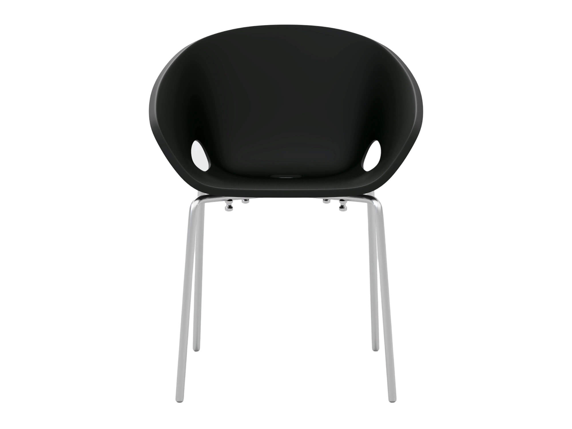 Black Molded Armchair with Chrome Metal Legs 3D Model