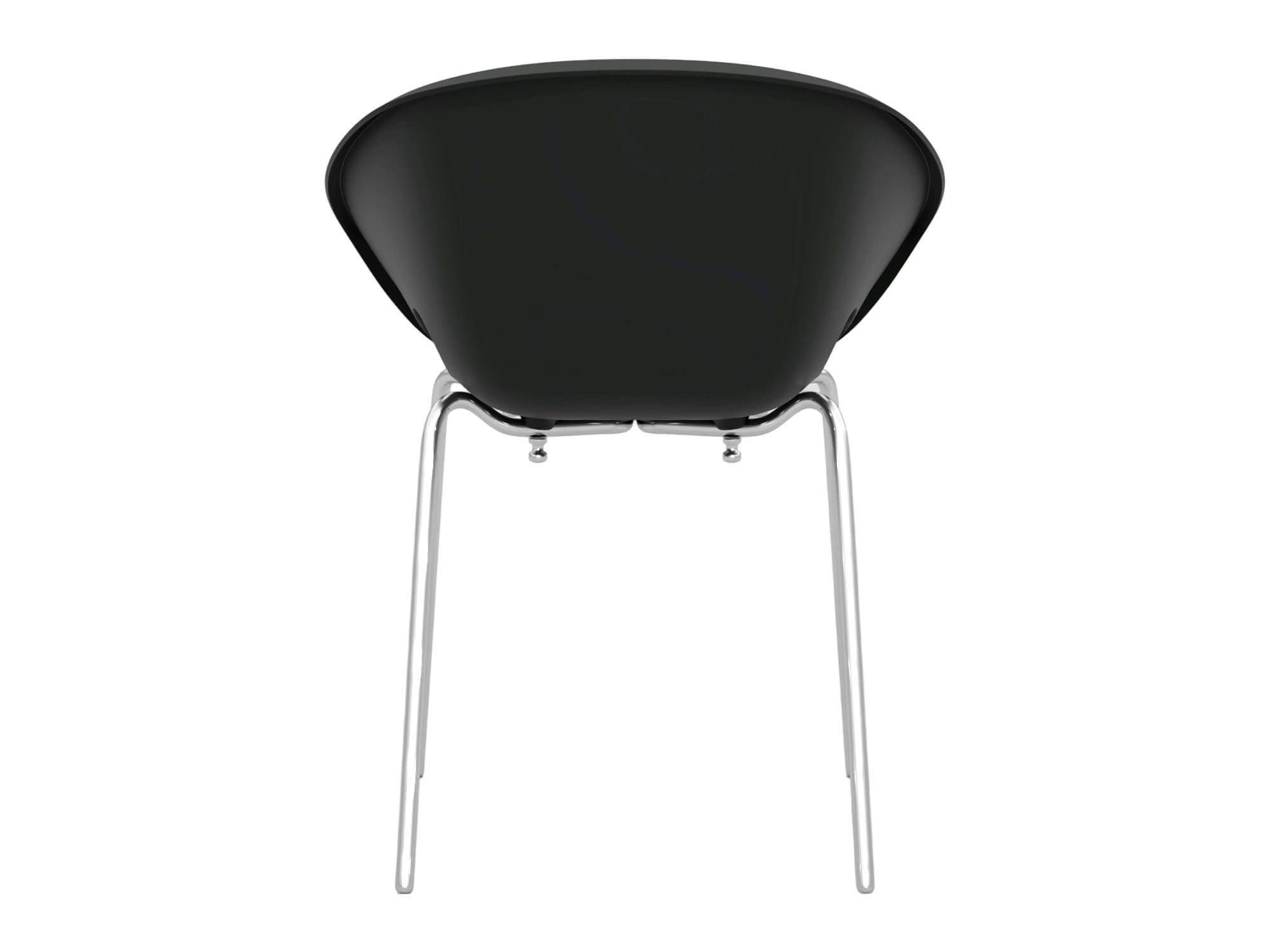 Black Molded Armchair with Chrome Metal Legs 3D Model