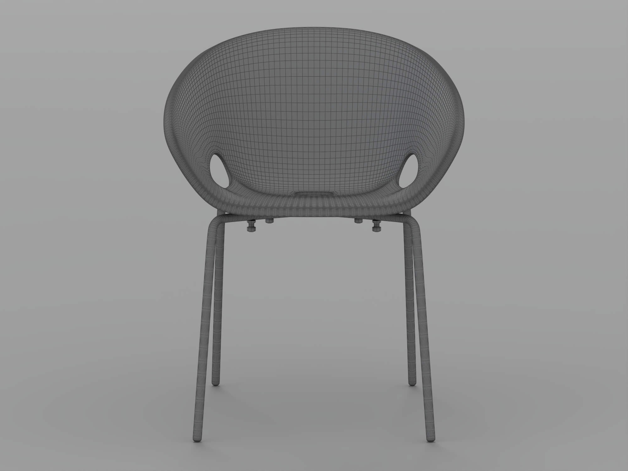 Black Molded Armchair with Chrome Metal Legs 3D Model