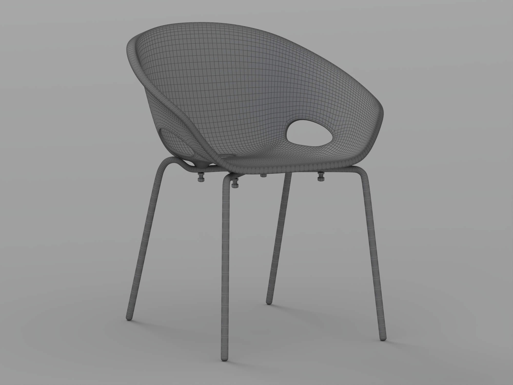 Black Molded Armchair with Chrome Metal Legs 3D Model