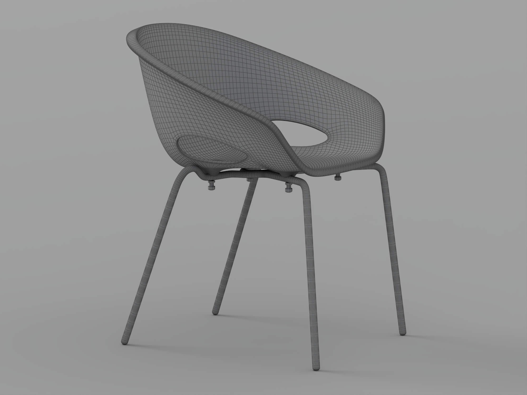 Black Molded Armchair with Chrome Metal Legs 3D Model