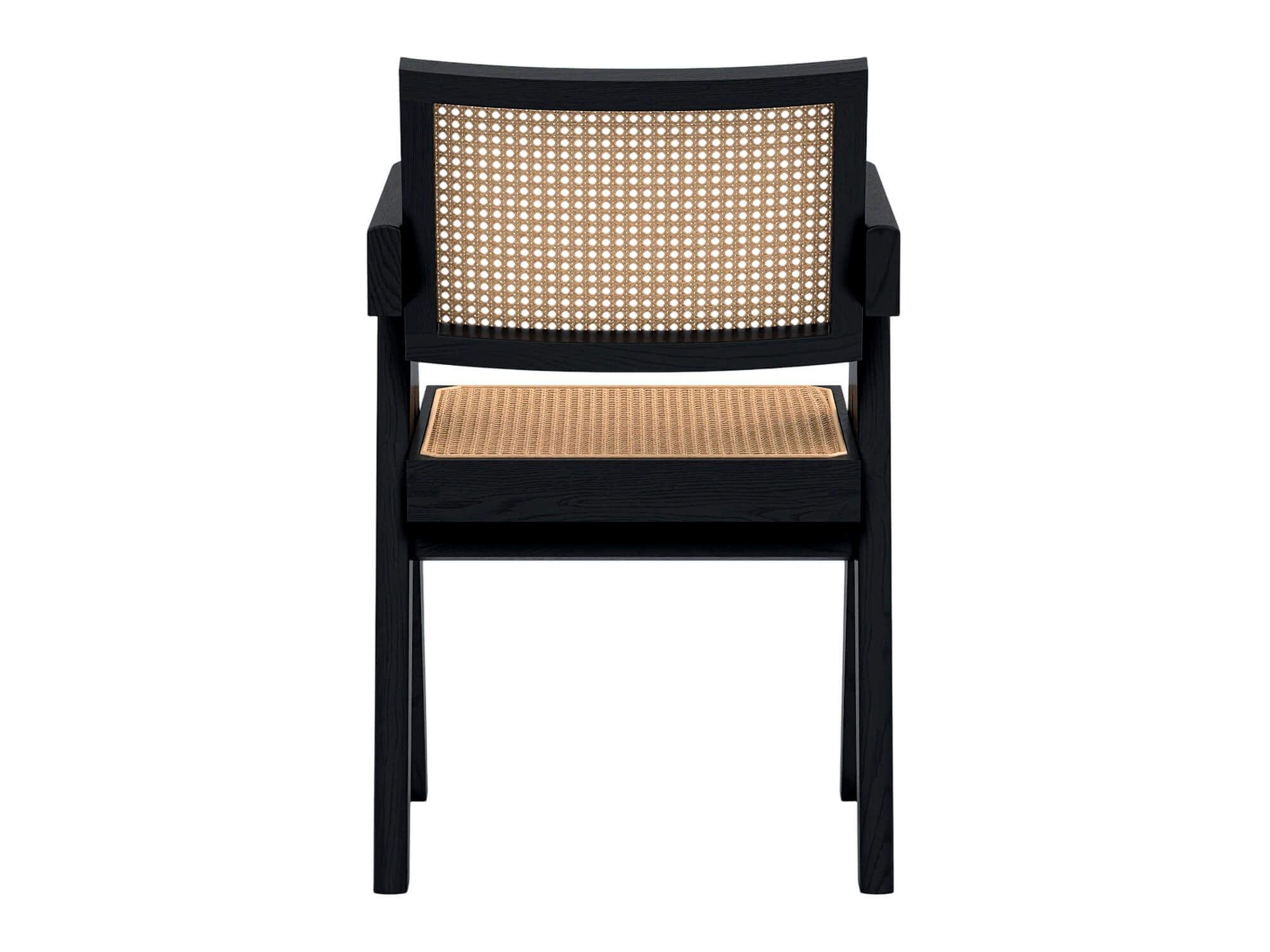 Black Wood Cane Seat and Back Armchair 3D Model