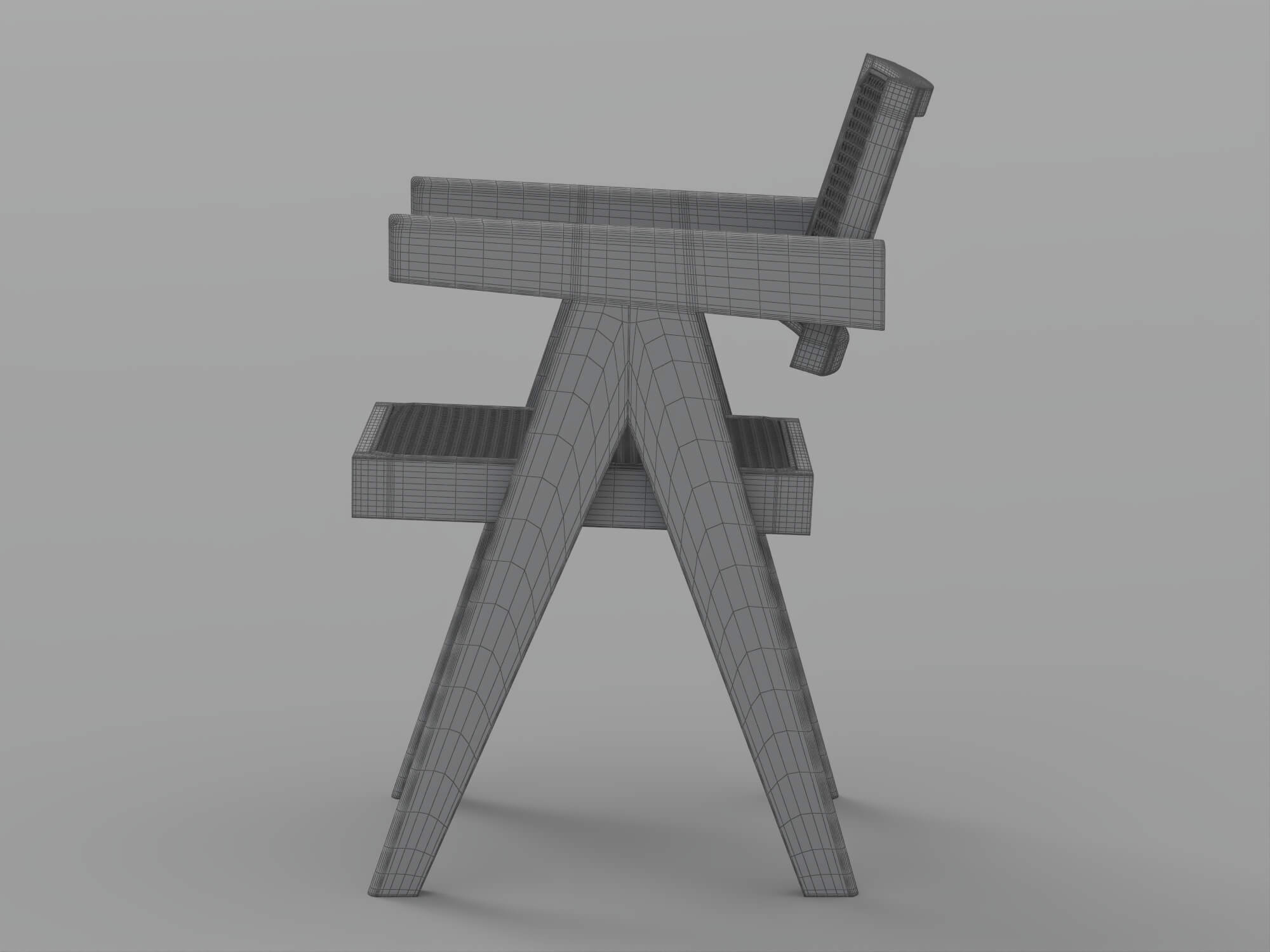 Black Wood Cane Seat and Back Armchair 3D Model