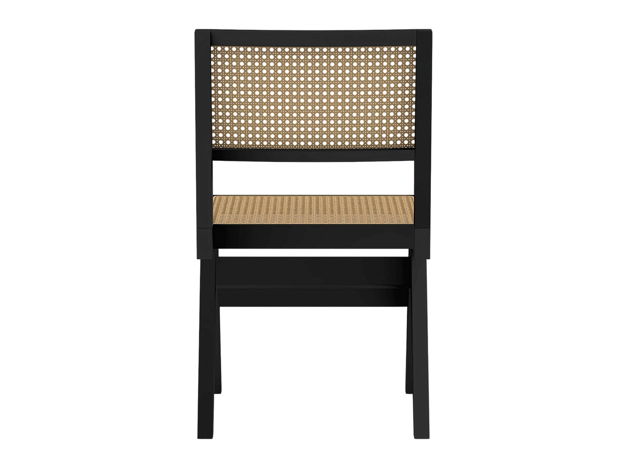 Black Wood Cane Seat and Back Chair 3D Model