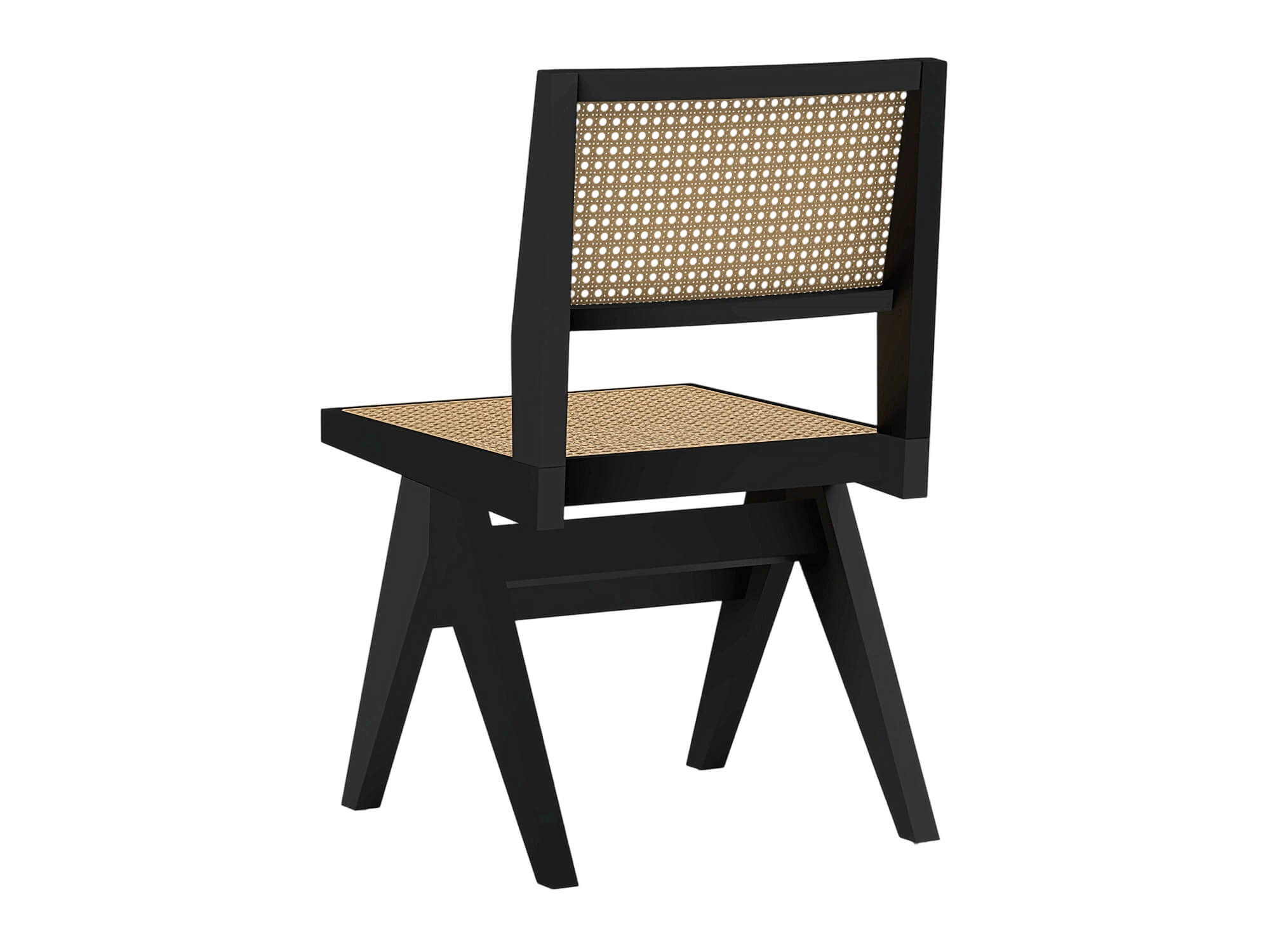 Black Wood Cane Seat and Back Chair 3D Model