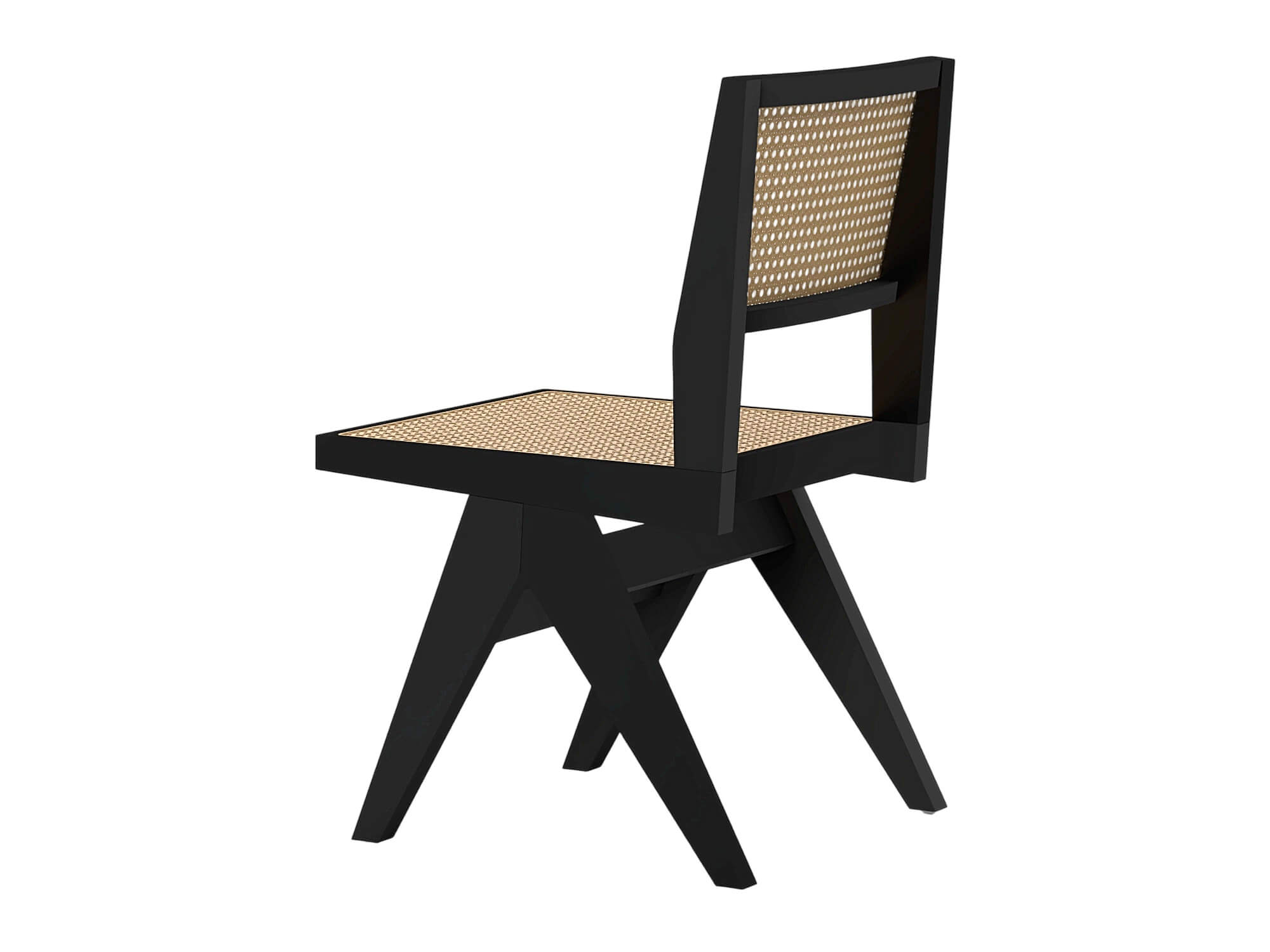 Black Wood Cane Seat and Back Chair 3D Model