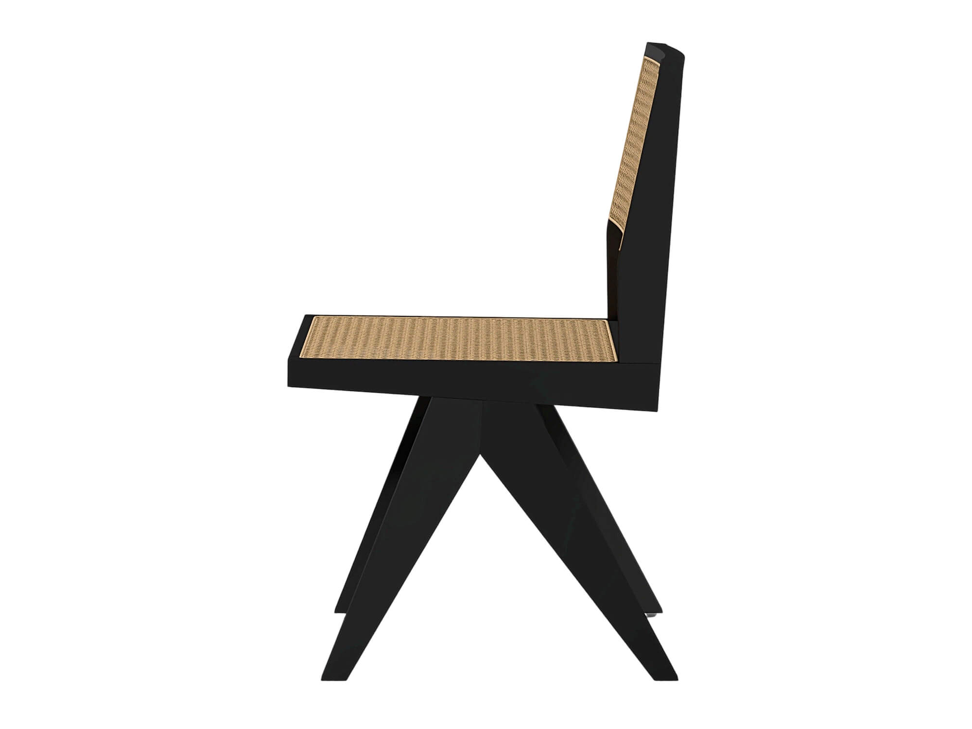 Black Wood Cane Seat and Back Chair 3D Model