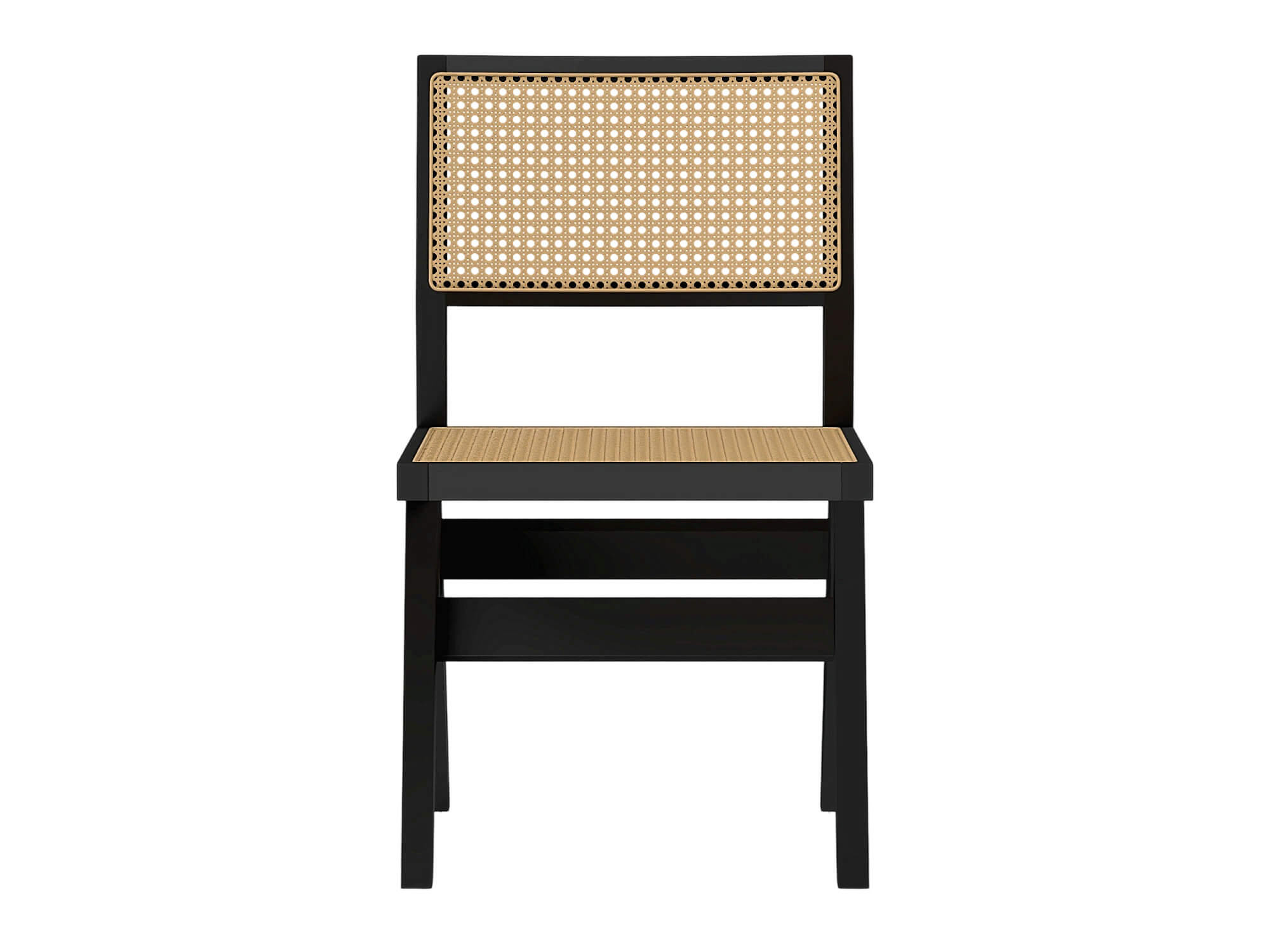 Black Wood Cane Seat and Back Chair 3D Model