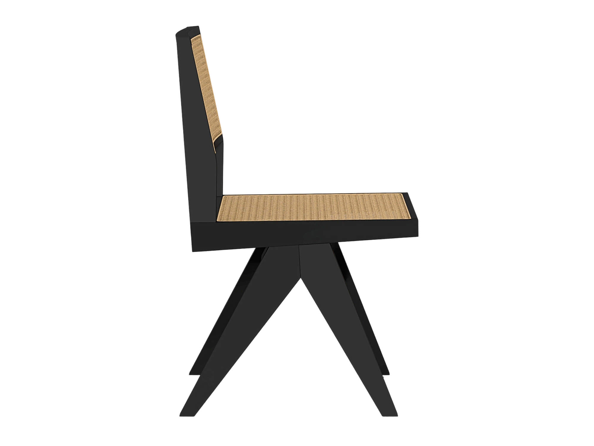Black Wood Cane Seat and Back Chair 3D Model