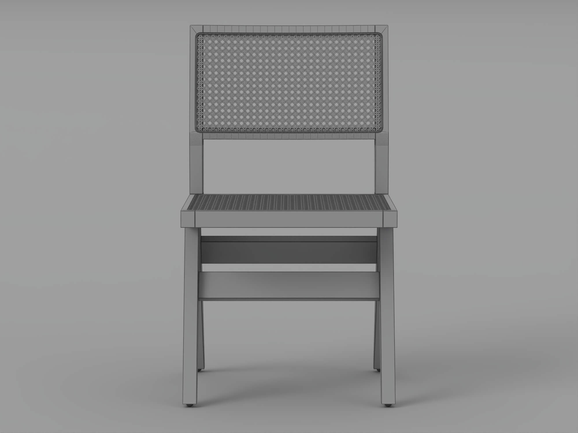 Black Wood Cane Seat and Back Chair 3D Model