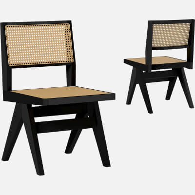 Black Wood Cane Seat and Back Chair