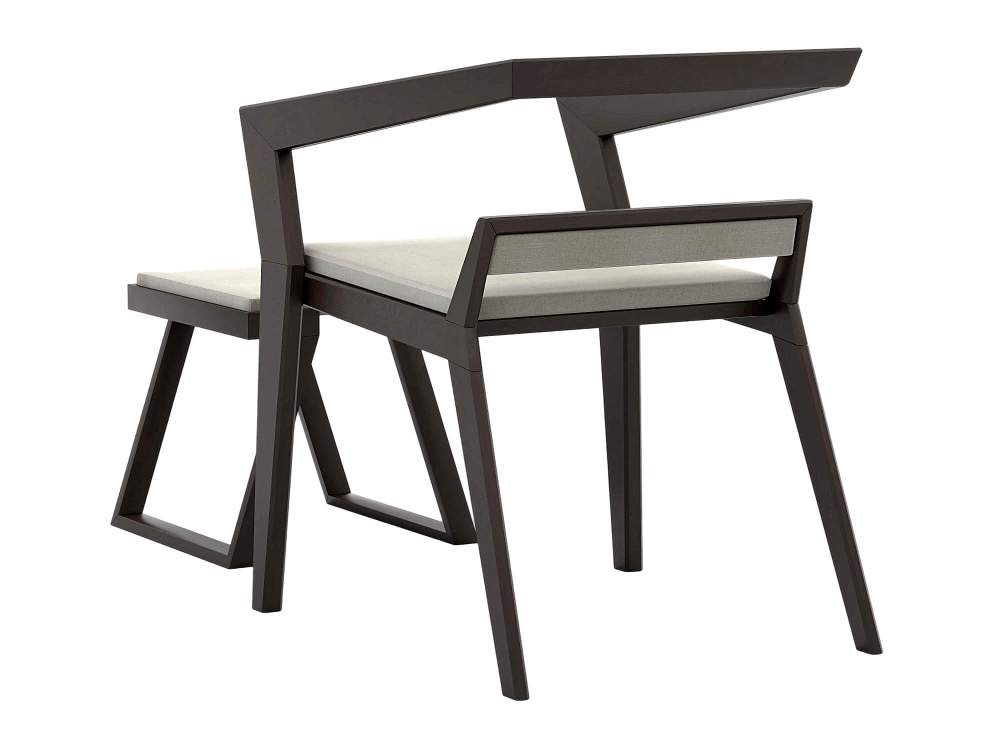 Dark Angular Frame Chair and Matching Stool with Light 3D Model