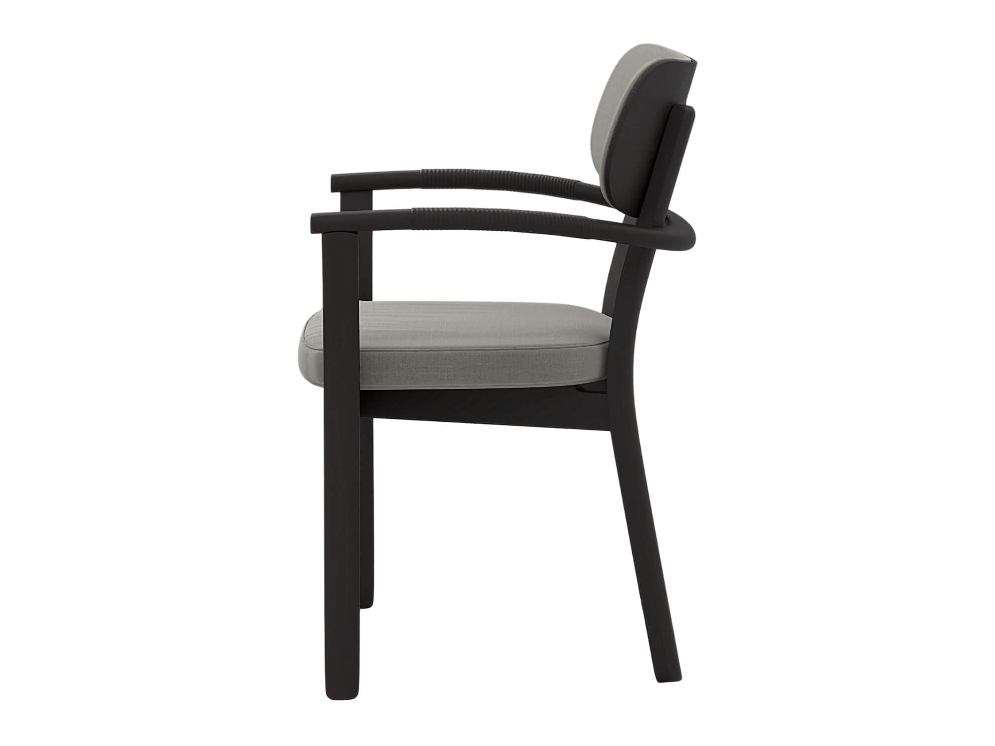 Dark Frame Gray Cushioned Armchair 3D Model