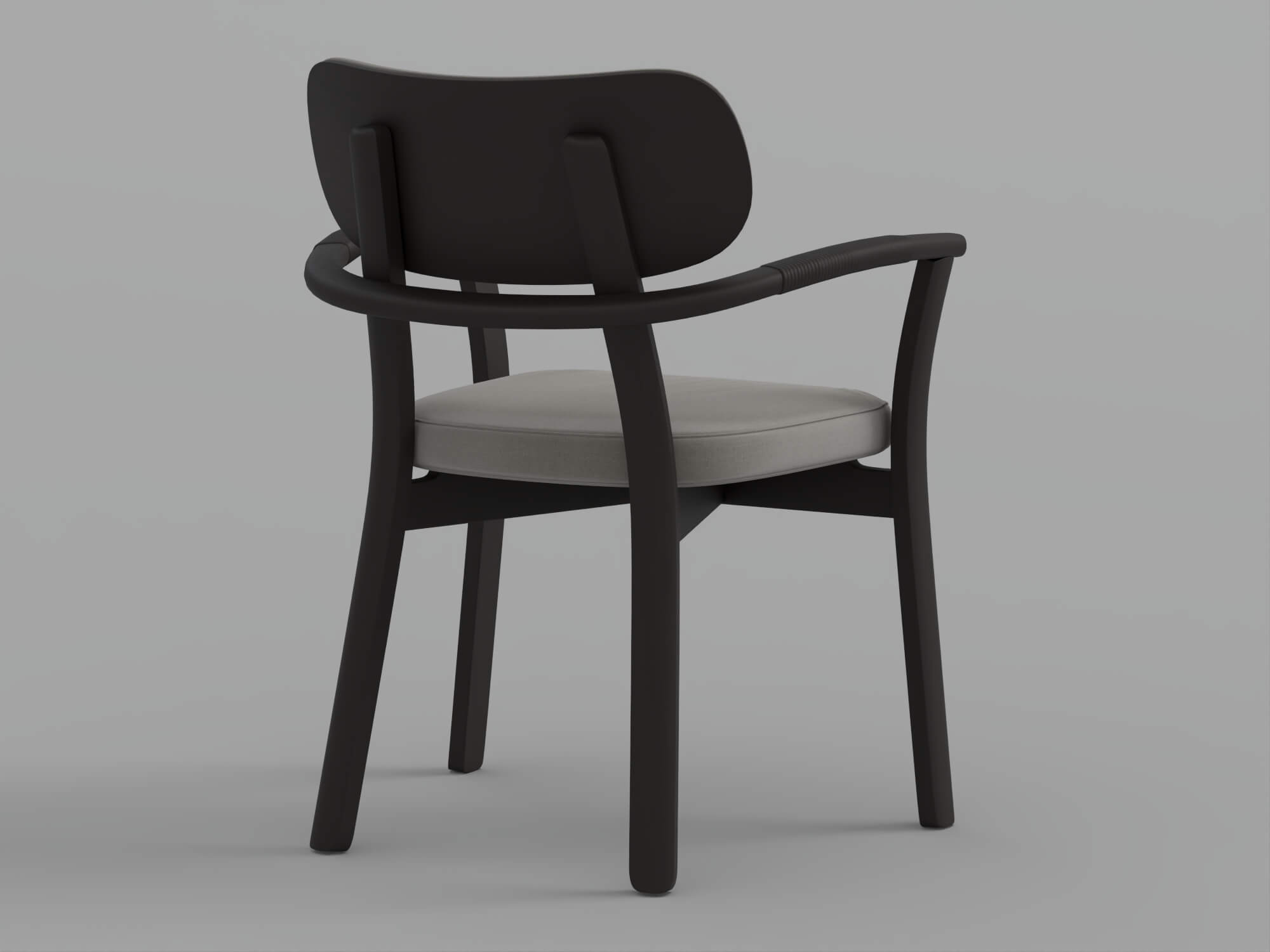 Dark Frame Gray Cushioned Armchair 3D Model