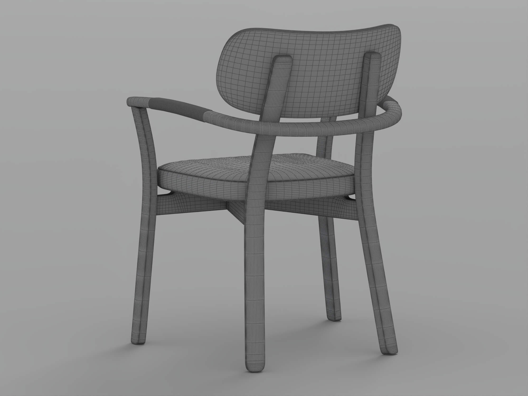 Dark Frame Gray Cushioned Armchair 3D Model