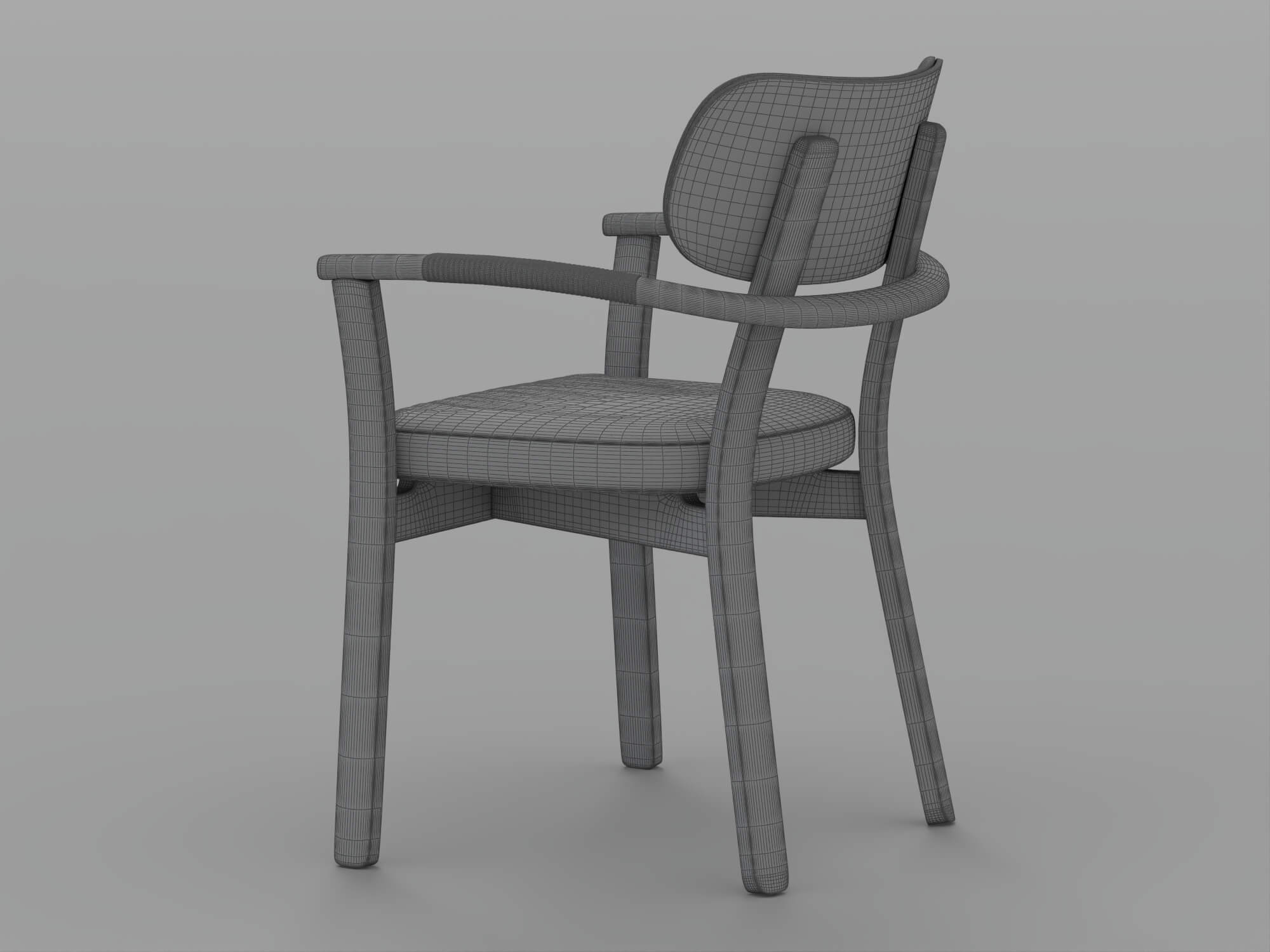 Dark Frame Gray Cushioned Armchair 3D Model
