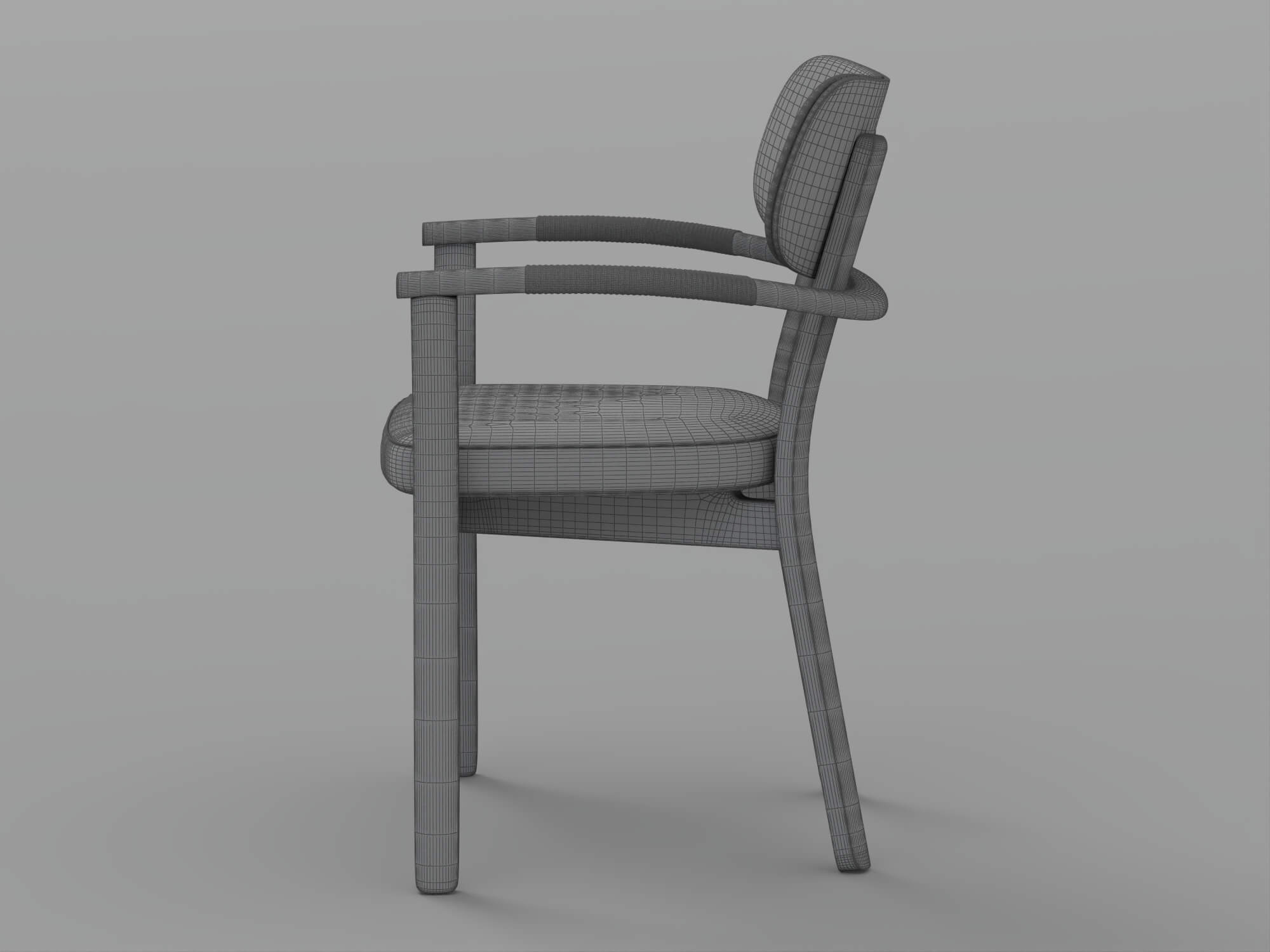 Dark Frame Gray Cushioned Armchair 3D Model