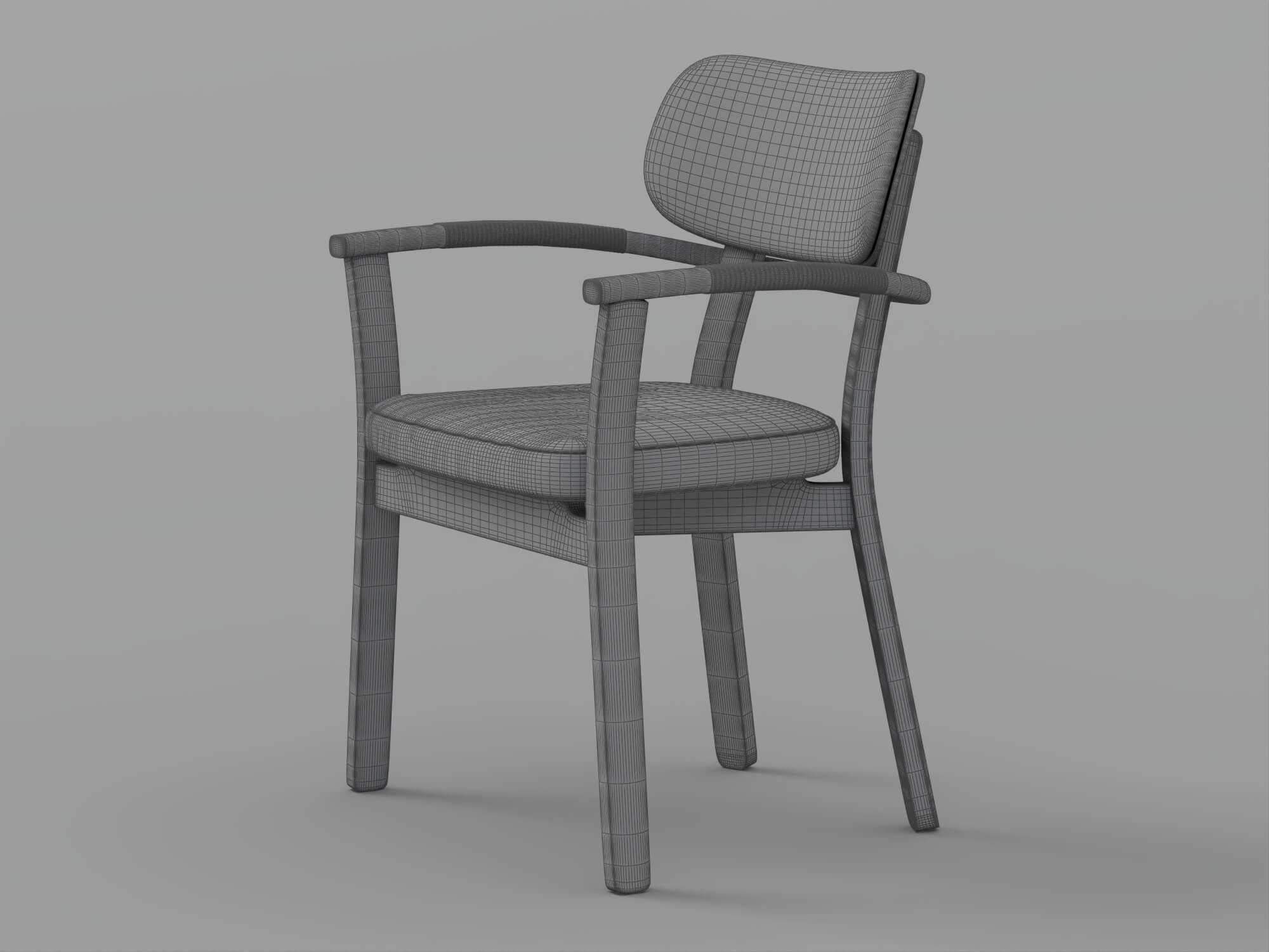 Dark Frame Gray Cushioned Armchair 3D Model