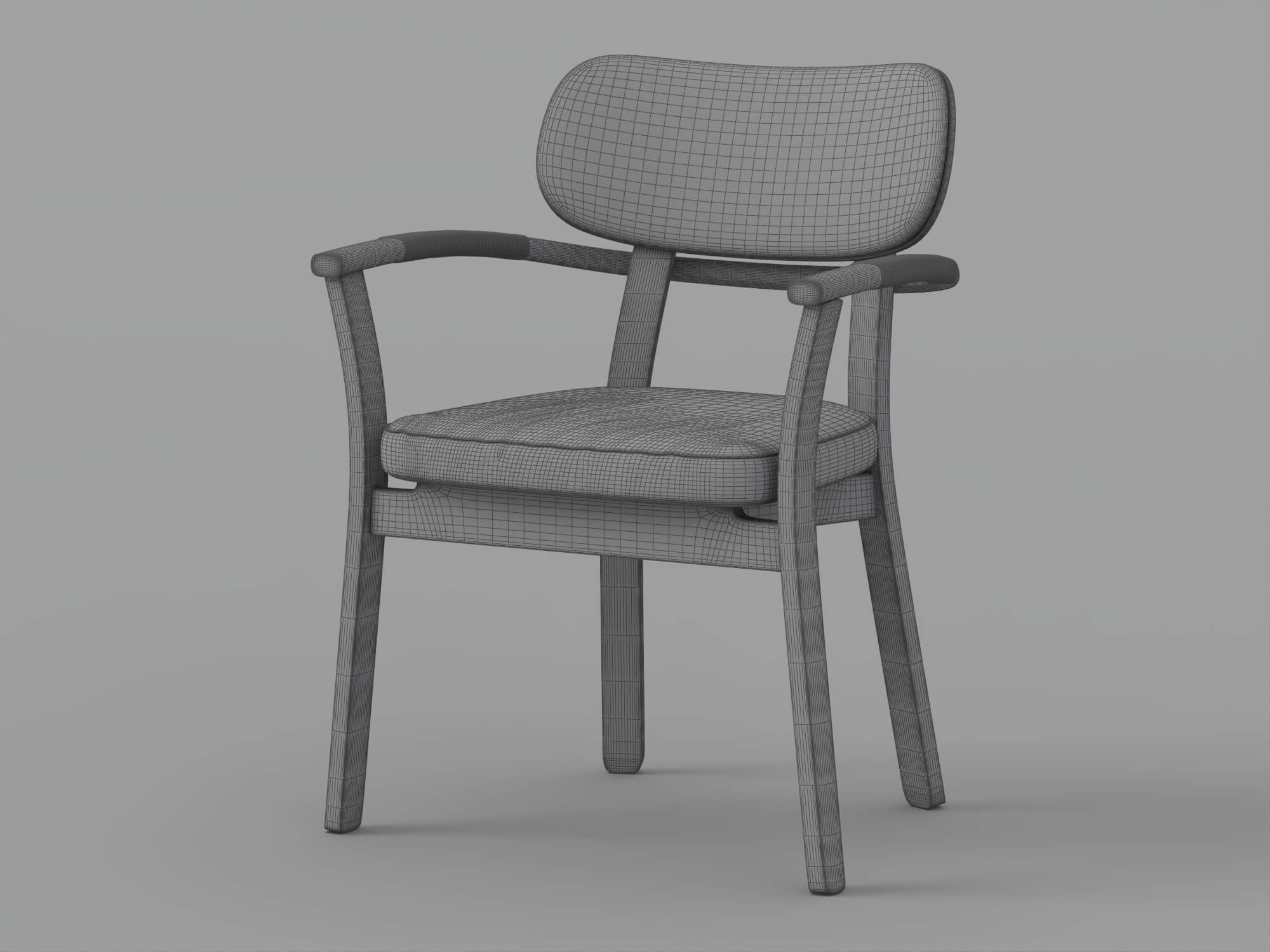 Dark Frame Gray Cushioned Armchair 3D Model
