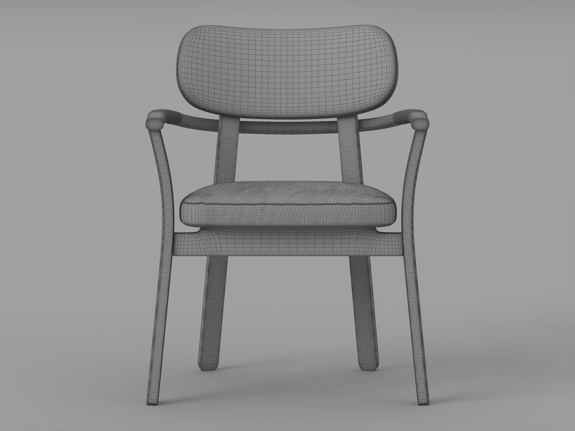 Dark Frame Gray Cushioned Armchair 3D Model
