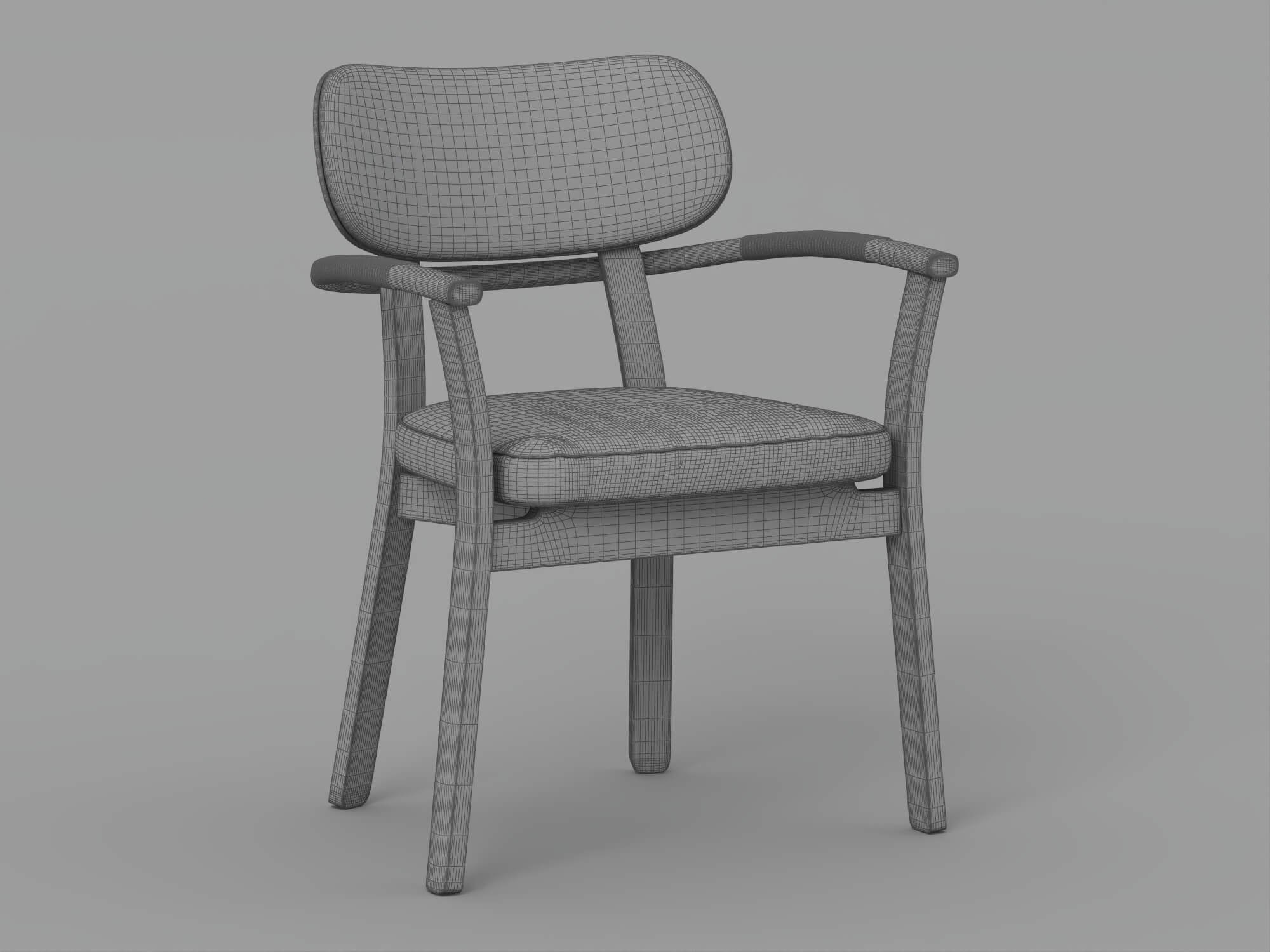 Dark Frame Gray Cushioned Armchair 3D Model