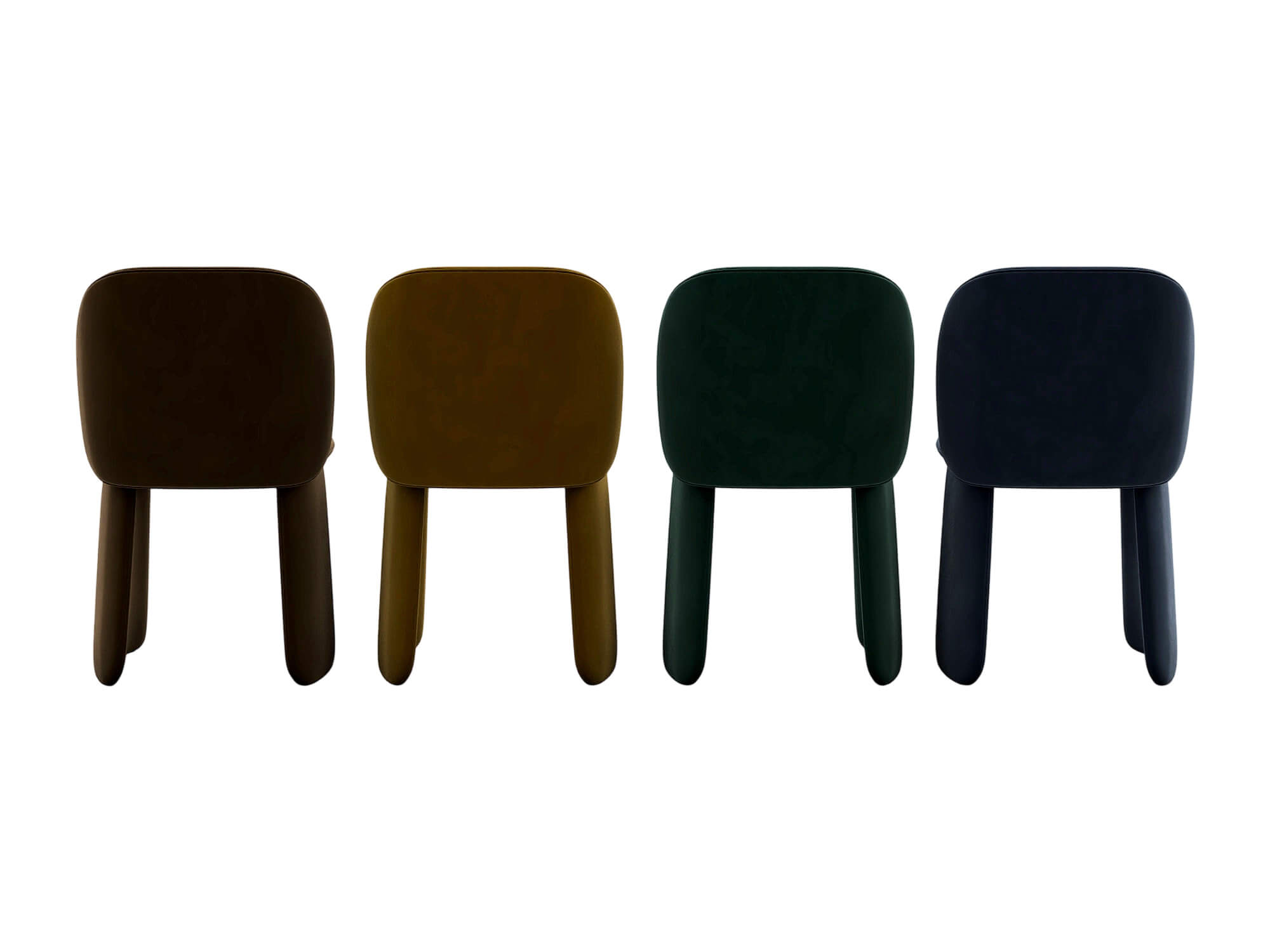 Four Modern Upholstered Armless Dining Chairs in Four Colors 3D Model