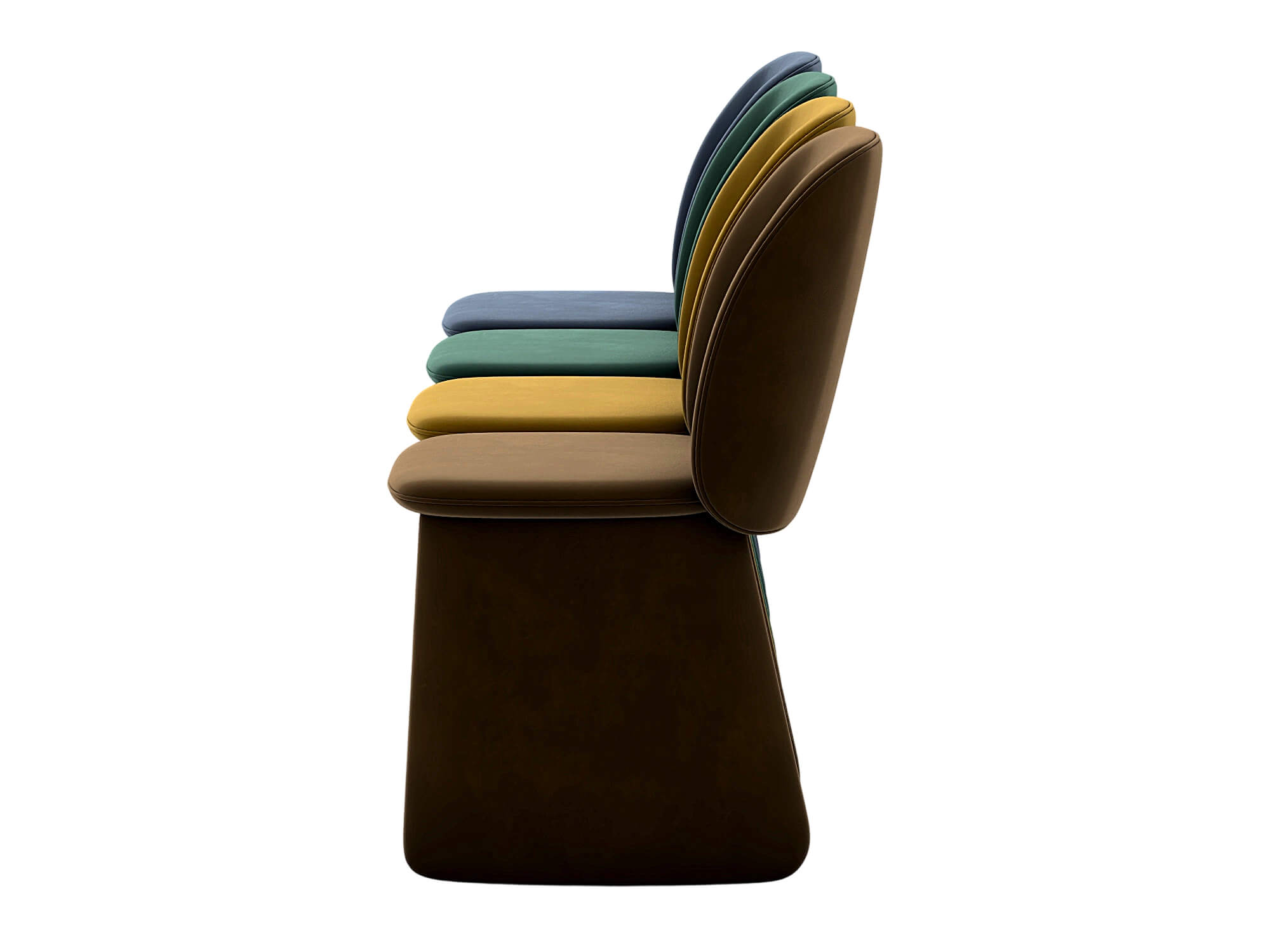 Four Modern Upholstered Armless Dining Chairs in Four Colors 3D Model