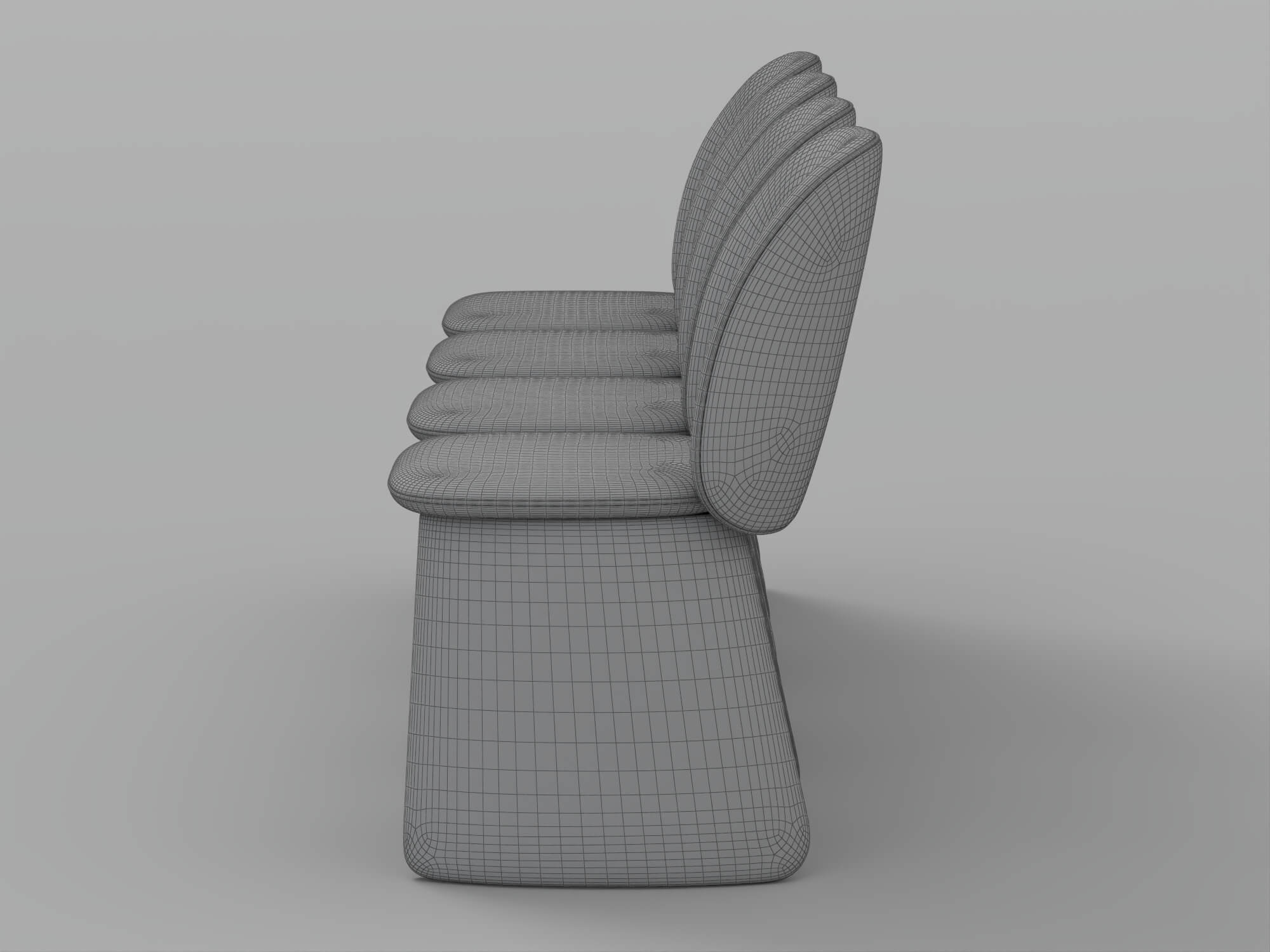 Four Modern Upholstered Armless Dining Chairs in Four Colors 3D Model