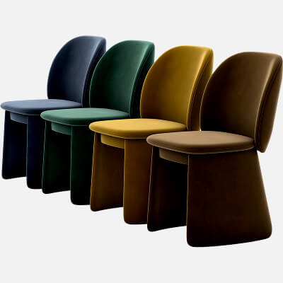 Four Modern Upholstered Armless Dining Chairs in Four Colors