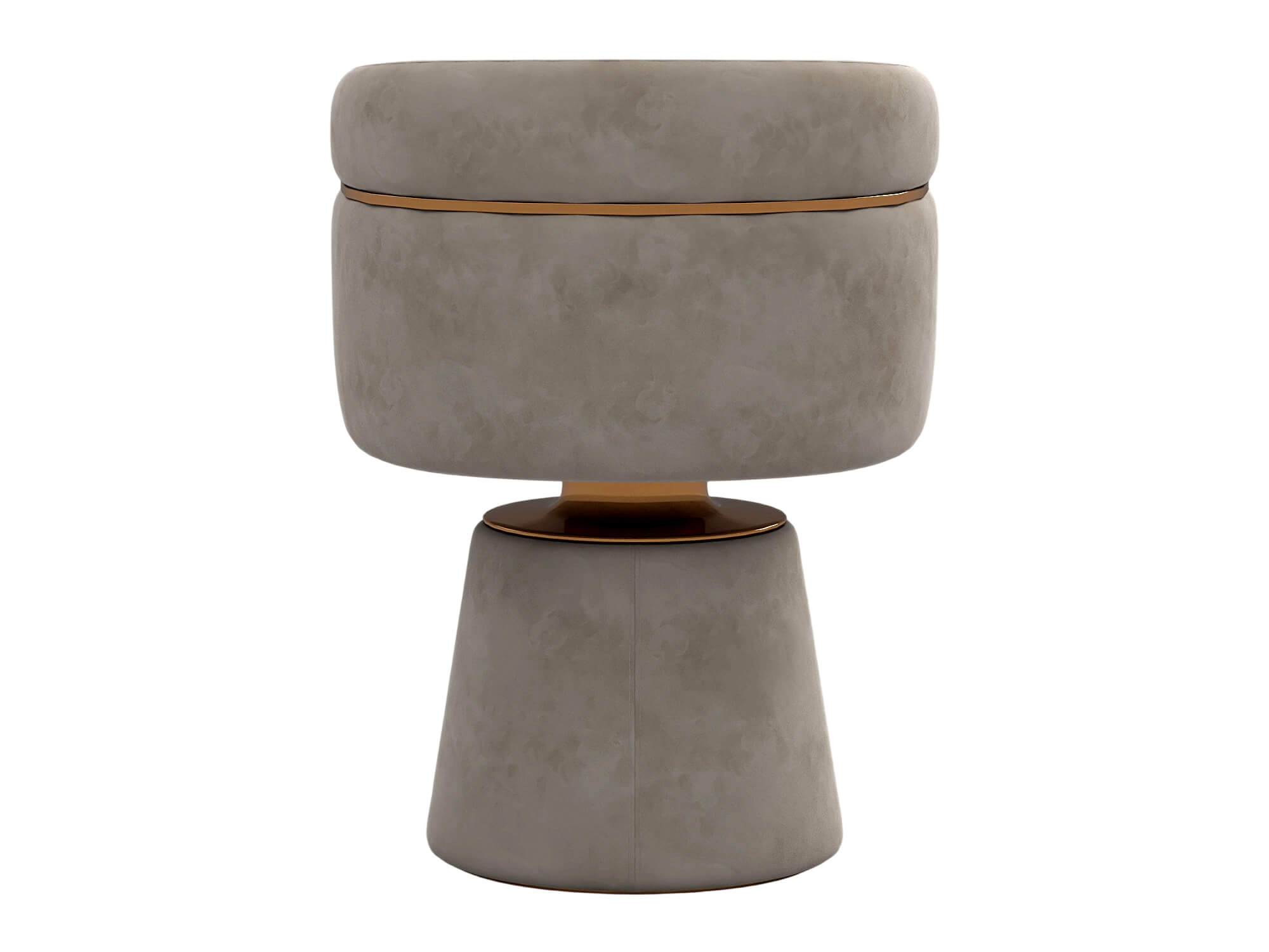 Gray Upholstered Swivel Armchair with Gold Accents and 3D Model