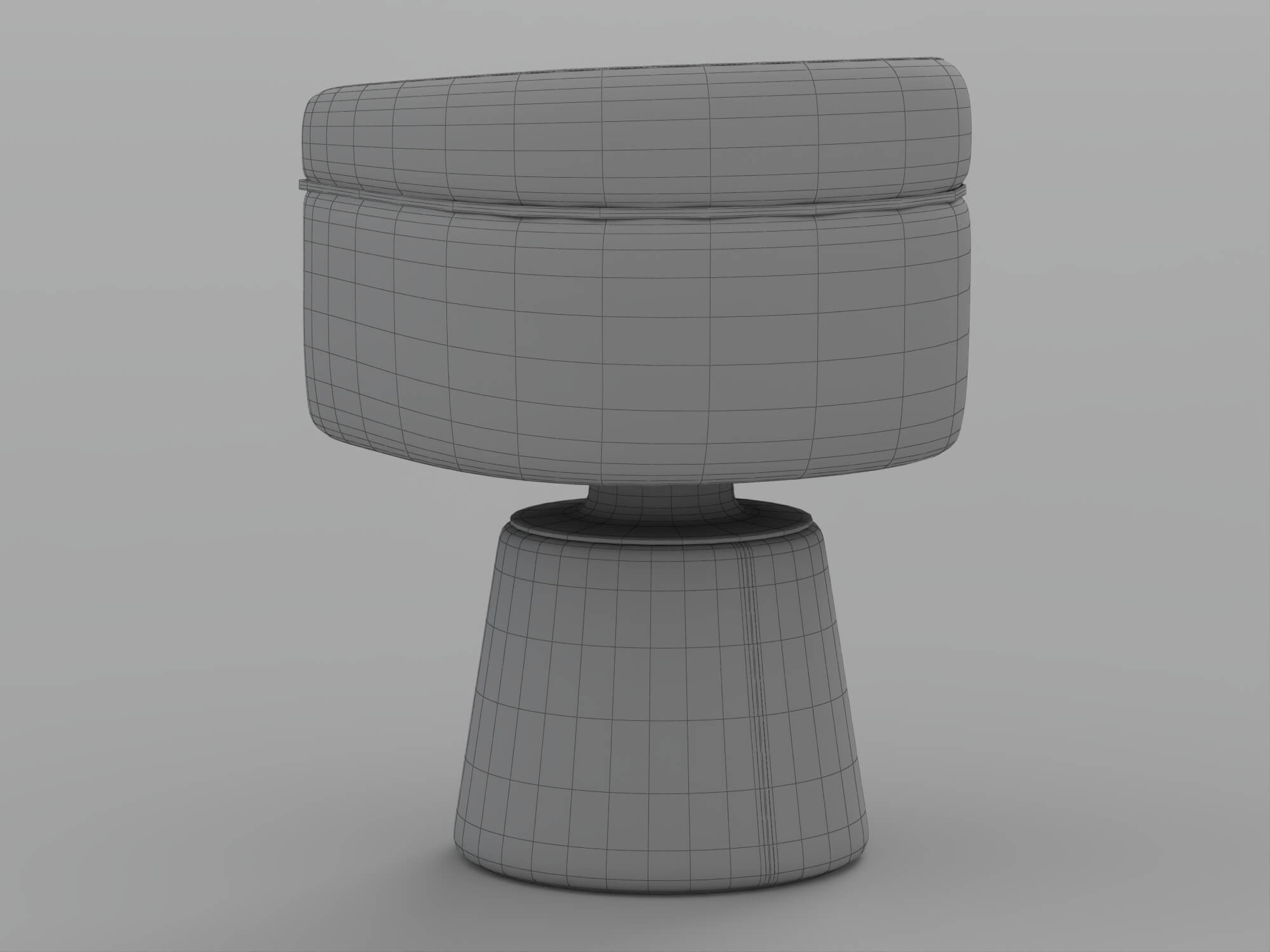 Gray Upholstered Swivel Armchair with Gold Accents and 3D Model