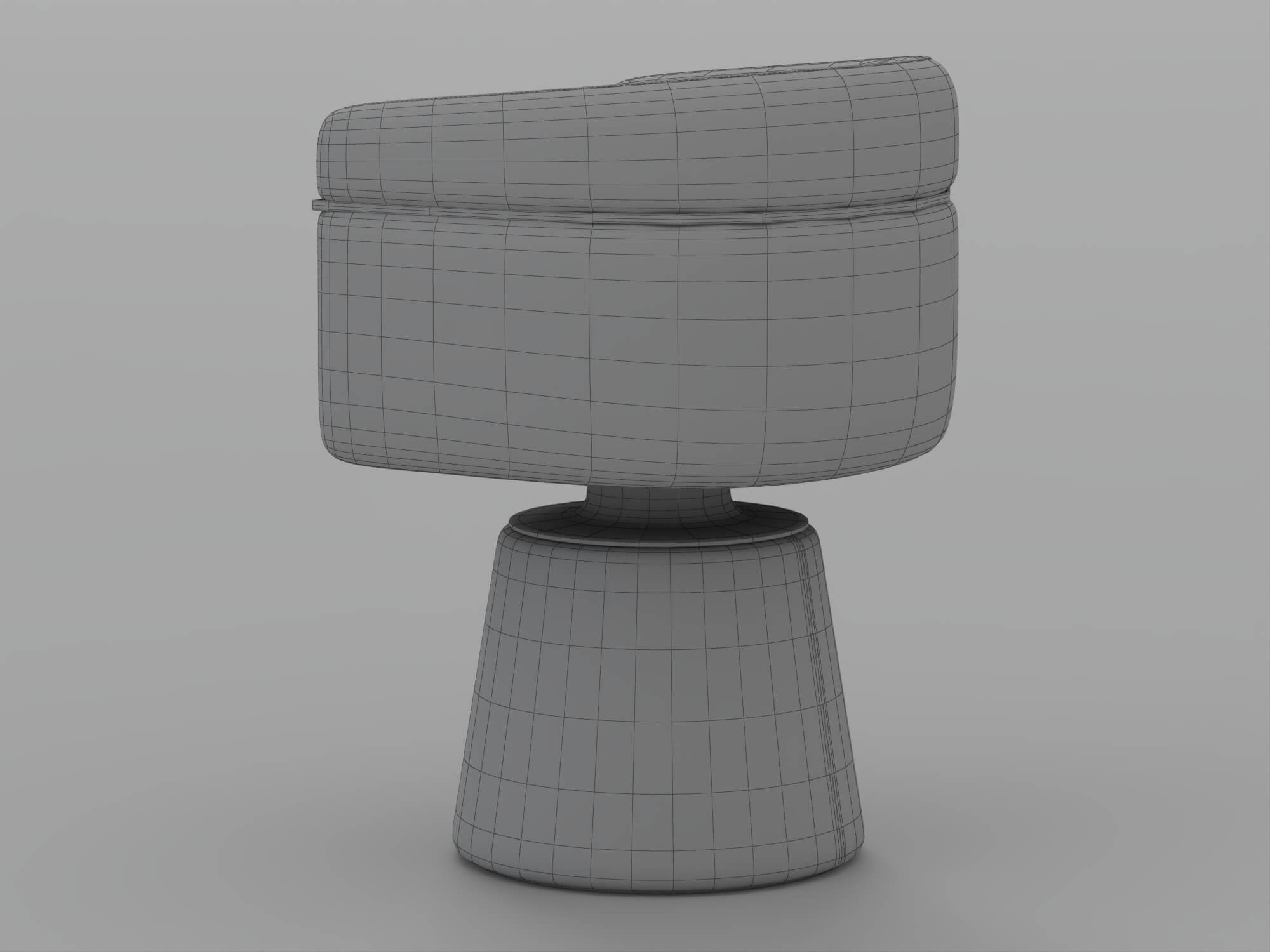 Gray Upholstered Swivel Armchair with Gold Accents and 3D Model