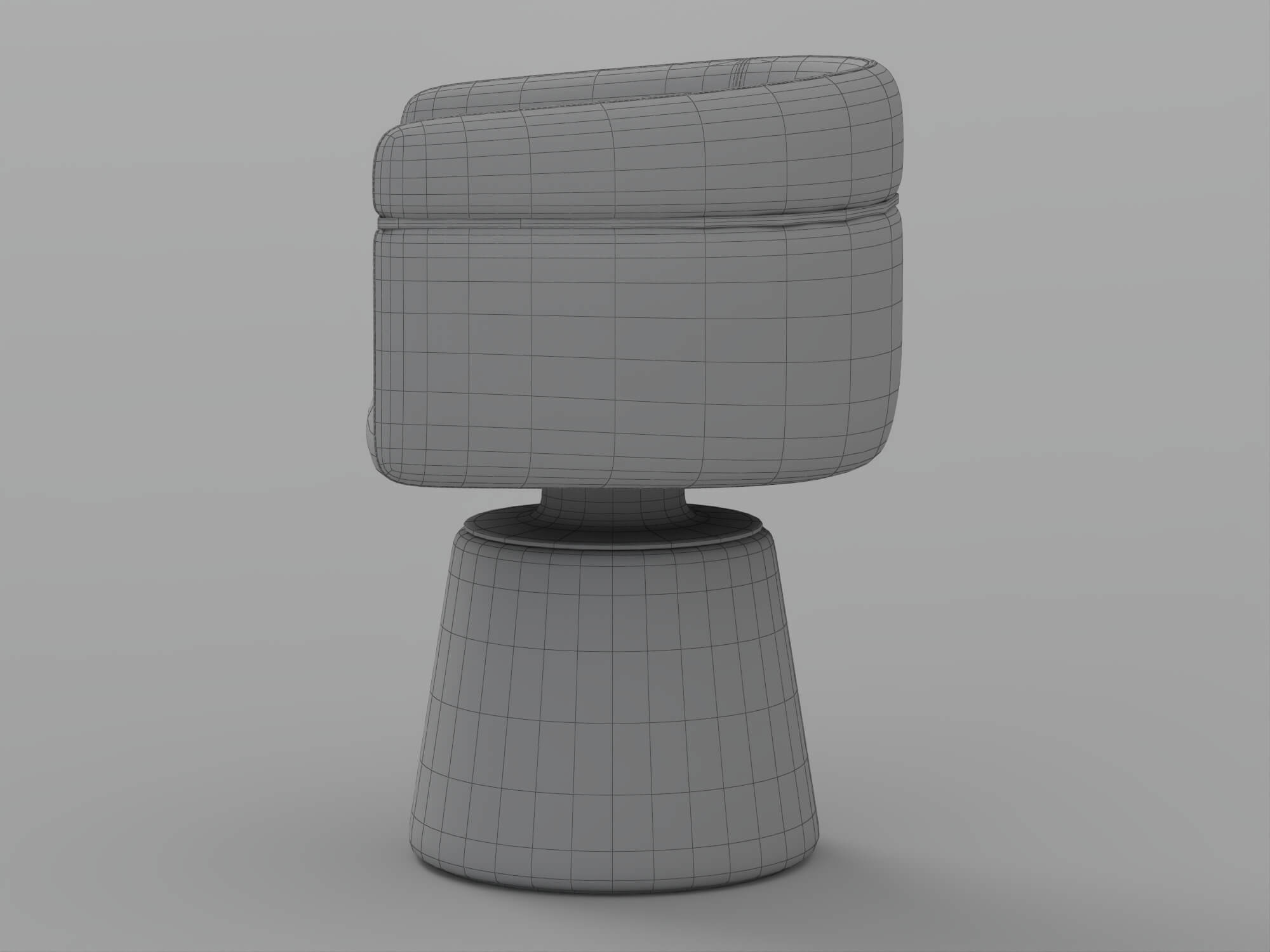 Gray Upholstered Swivel Armchair with Gold Accents and 3D Model