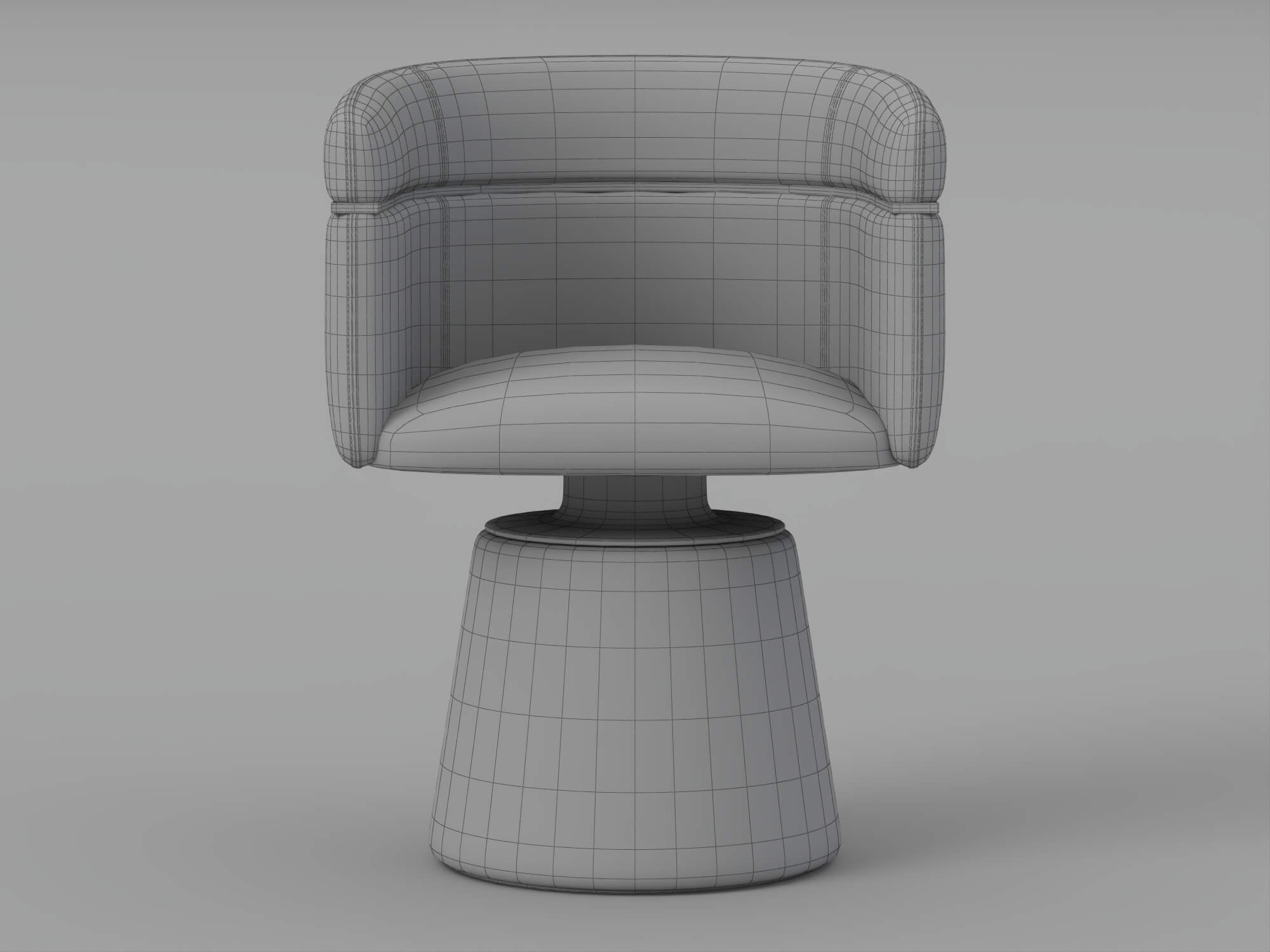 Gray Upholstered Swivel Armchair with Gold Accents and 3D Model