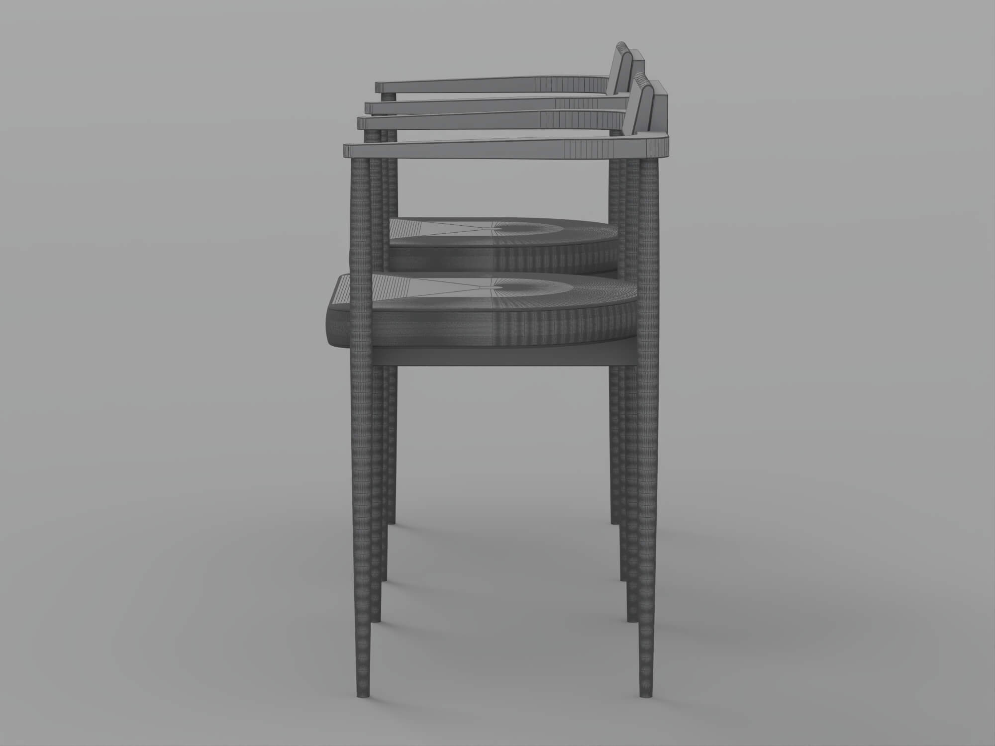 Modern Wooden Armchair Set with Cream and Yellow Cushions 3D Model