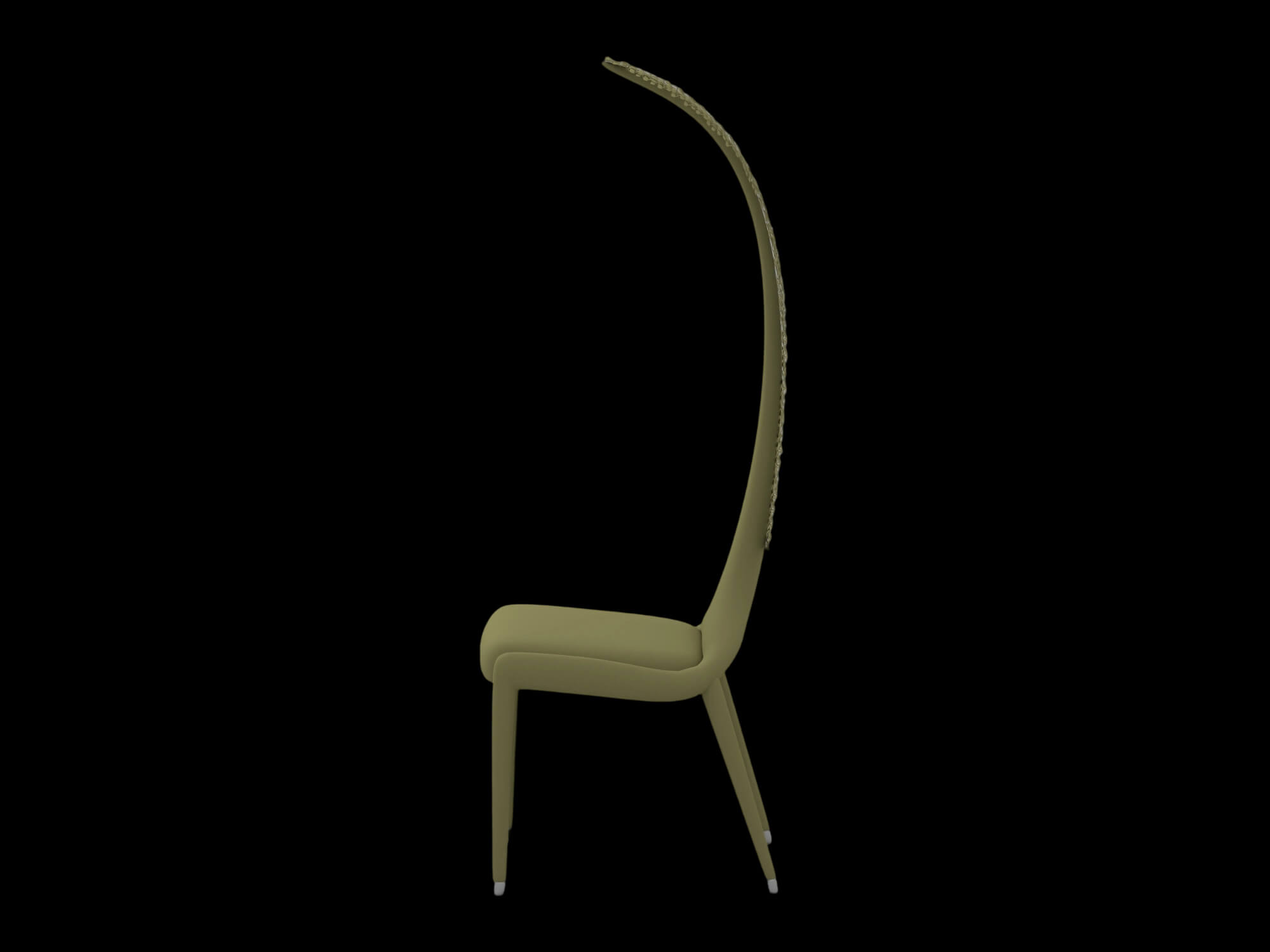 Olive Green Tall Slatted Back Chair 3D Model