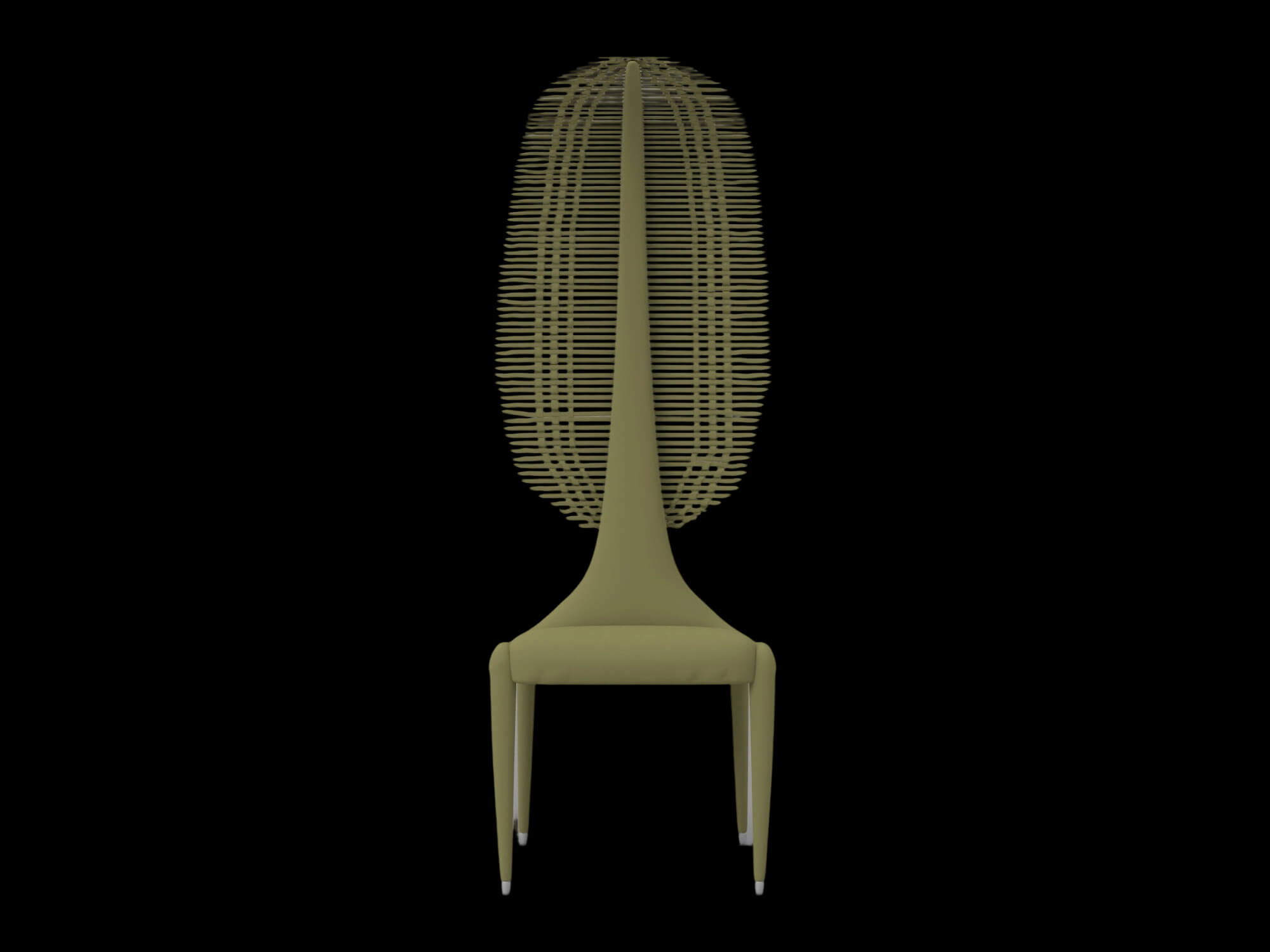 Olive Green Tall Slatted Back Chair 3D Model